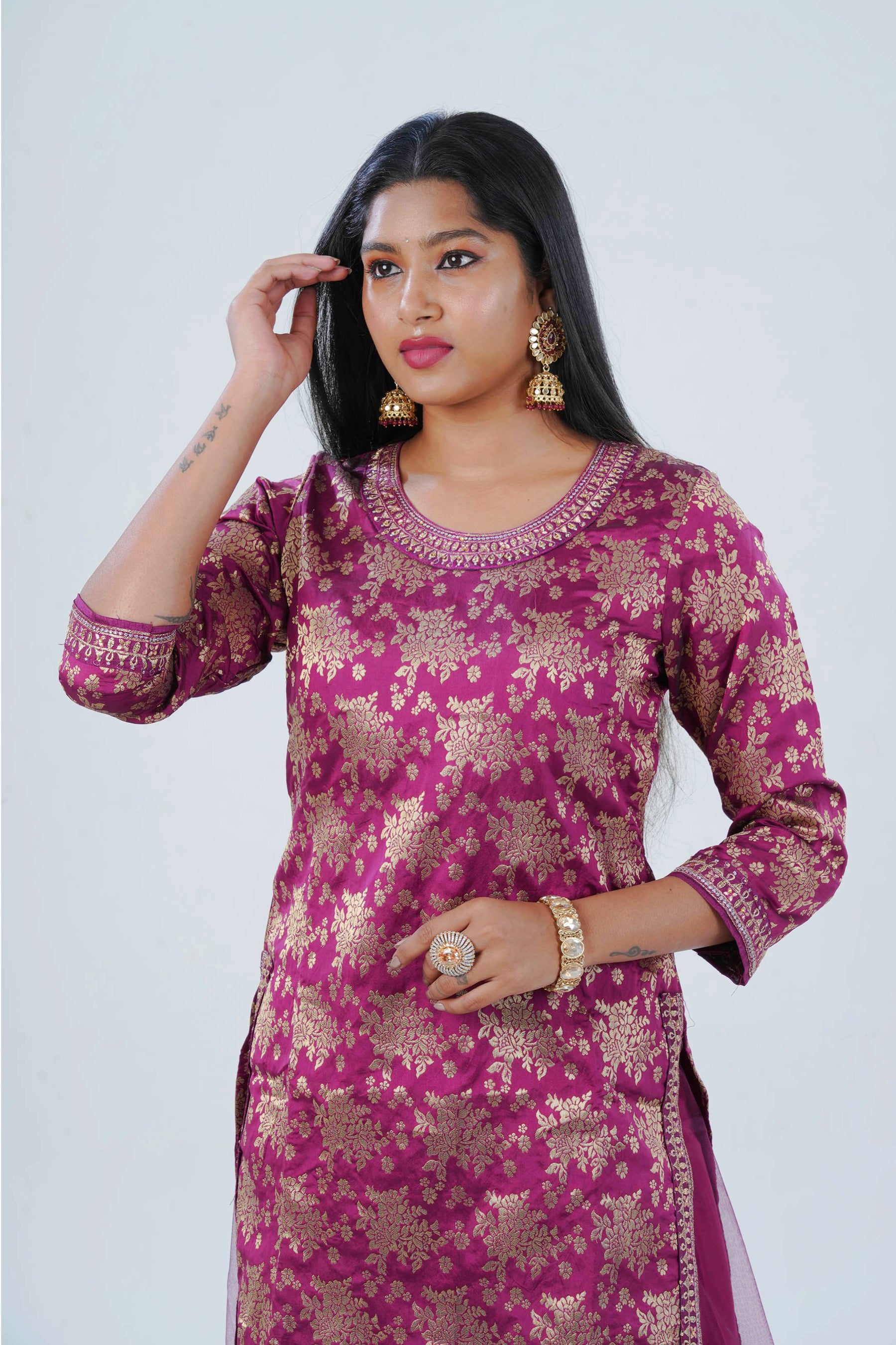 Charming Palazzo Salwar Suite: Embroidered Elegance for Parties & Weddings KURTI JCS Fashions