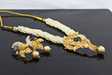 Diva's Gold-Plated Brass Jewelry Set with Pearls - Necklace and Earrings