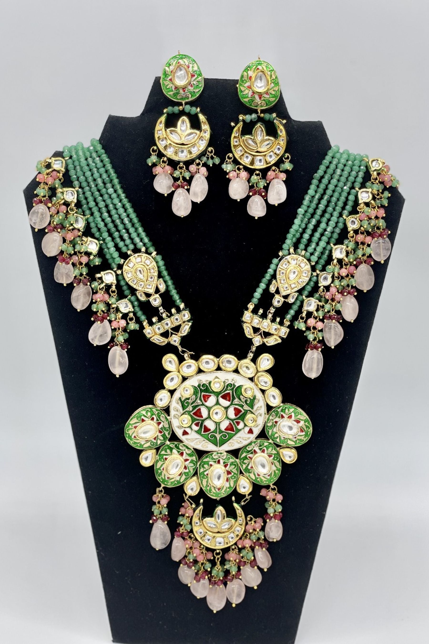 Kundan Neck Set - Elevate Your Elegance with Grace and Glamour Jewelry JCS Fashions Green