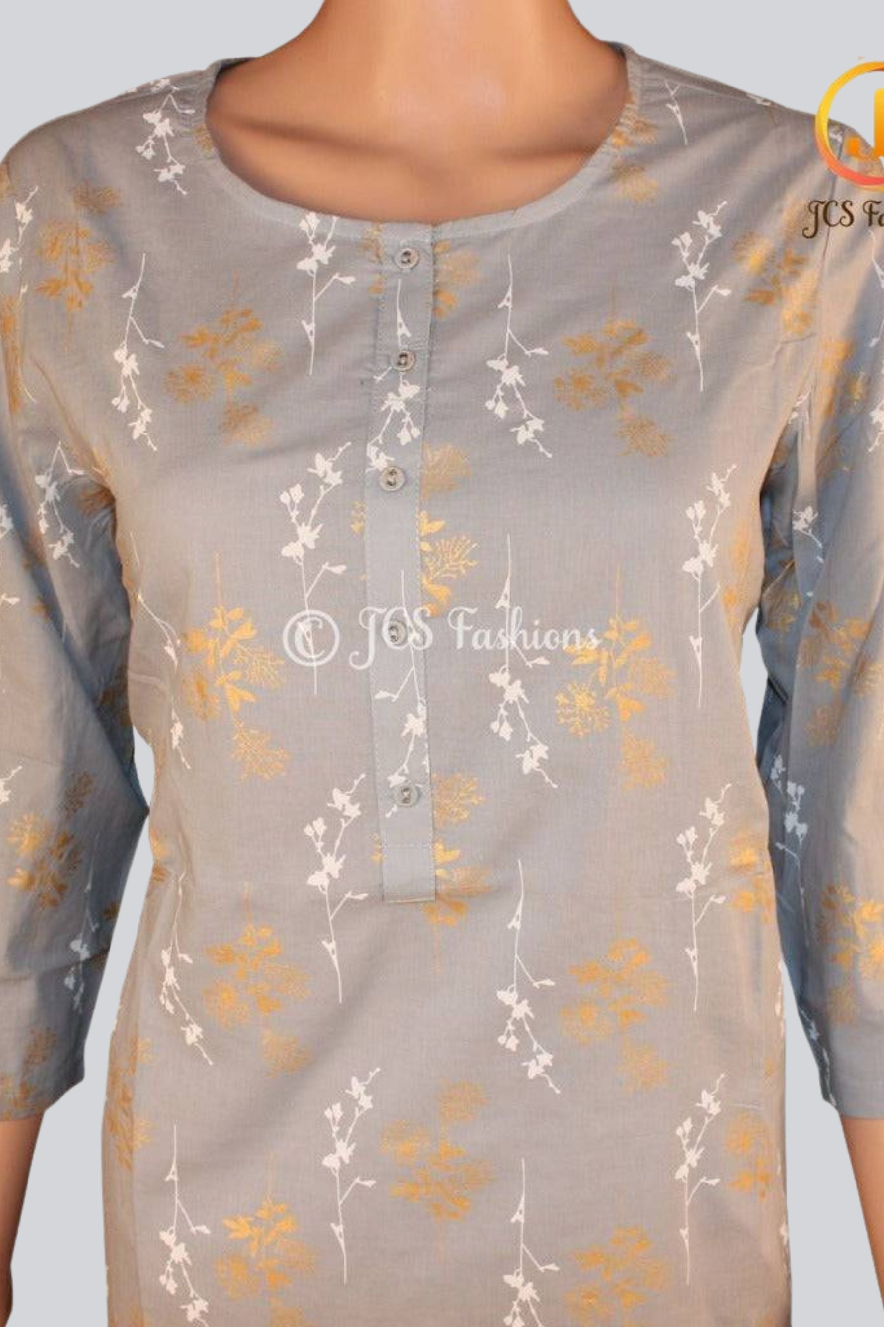 Cotton Comfort: Explore Stylish Kurtis at JCS Fashions! Kurti JCS Fashions Grey X-Small (34)