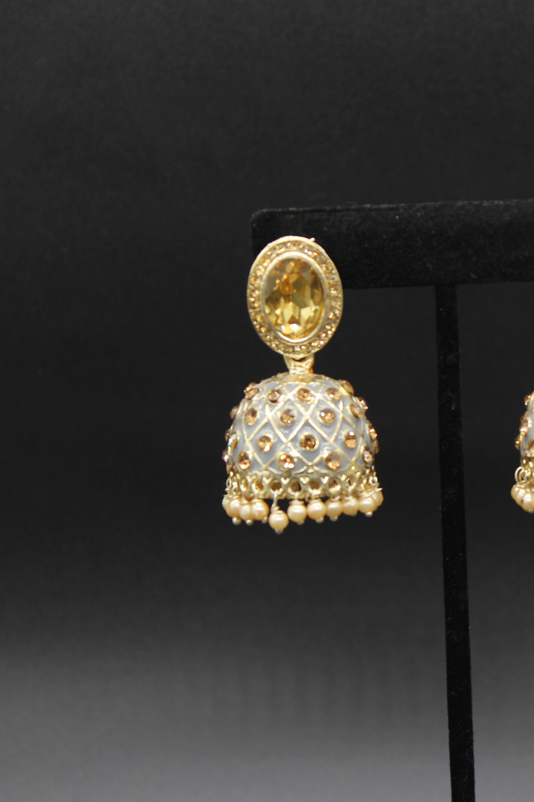 Kundan Jhumka Earrings With stones. Multiple Colors Available Jewelry JCS Fashions