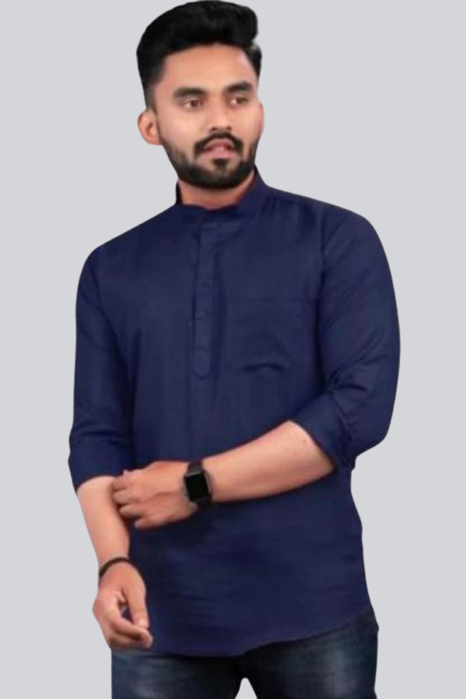 Trendy Men's Partywear Short Kurta - Timeless Elegance, Superior Cotton Men JCS Fashions Blue Medium