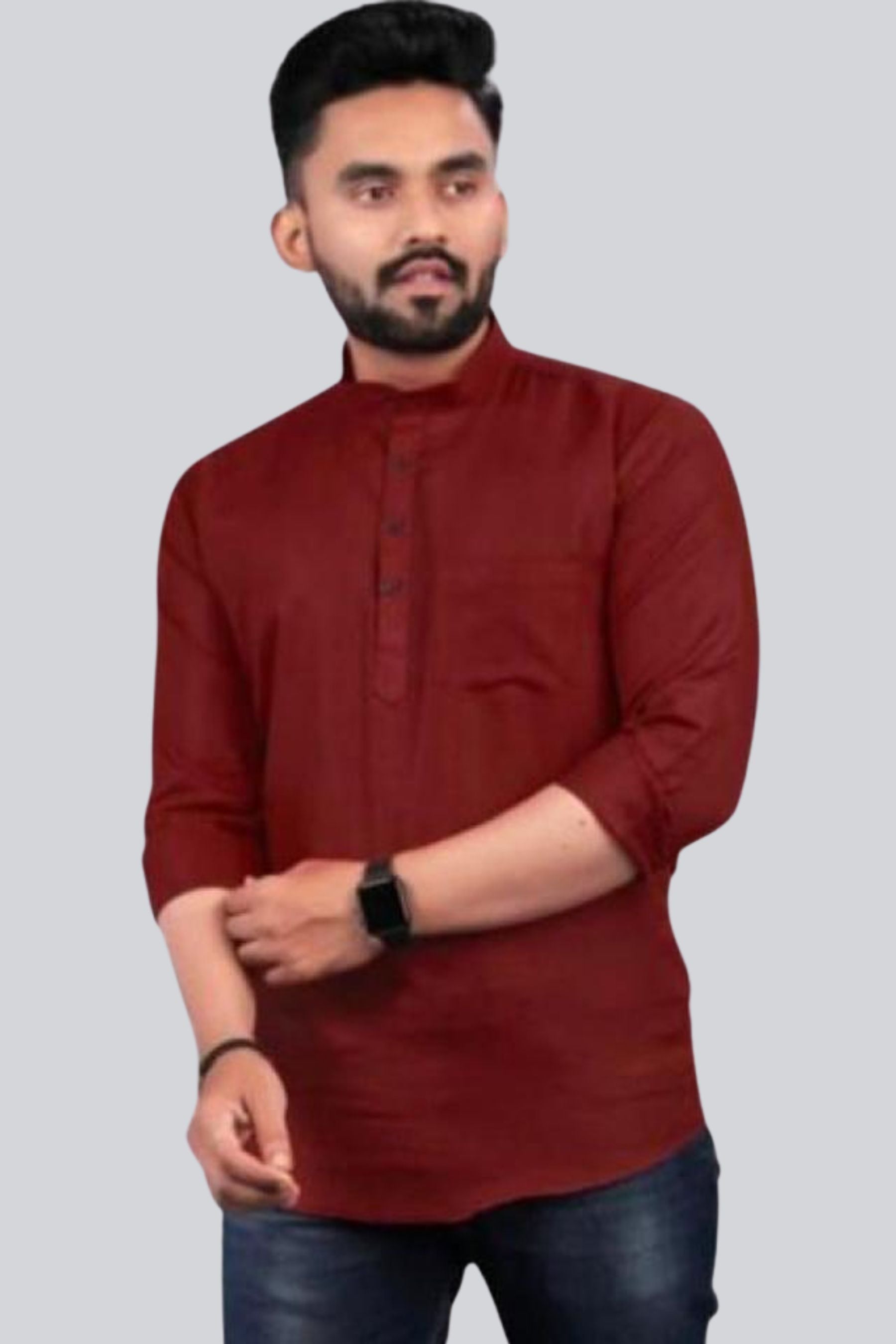 Trendy Cotton Partywear Short Kurtas for Men by JCS Fashions