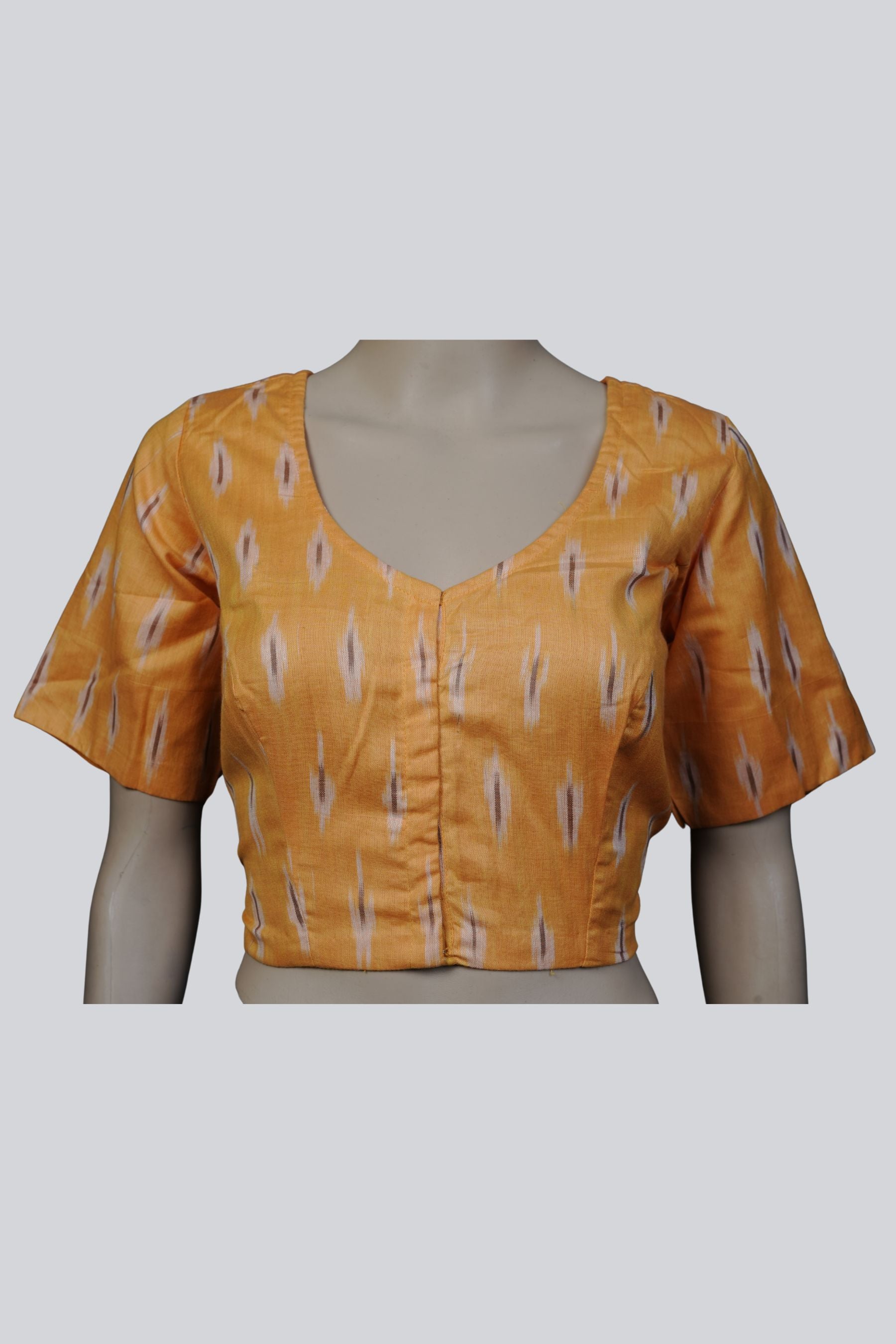 Ikkat Elegance: JCS Fashions Exclusive Pure Cotton Blouse Blouse JCS Fashions light orange 38