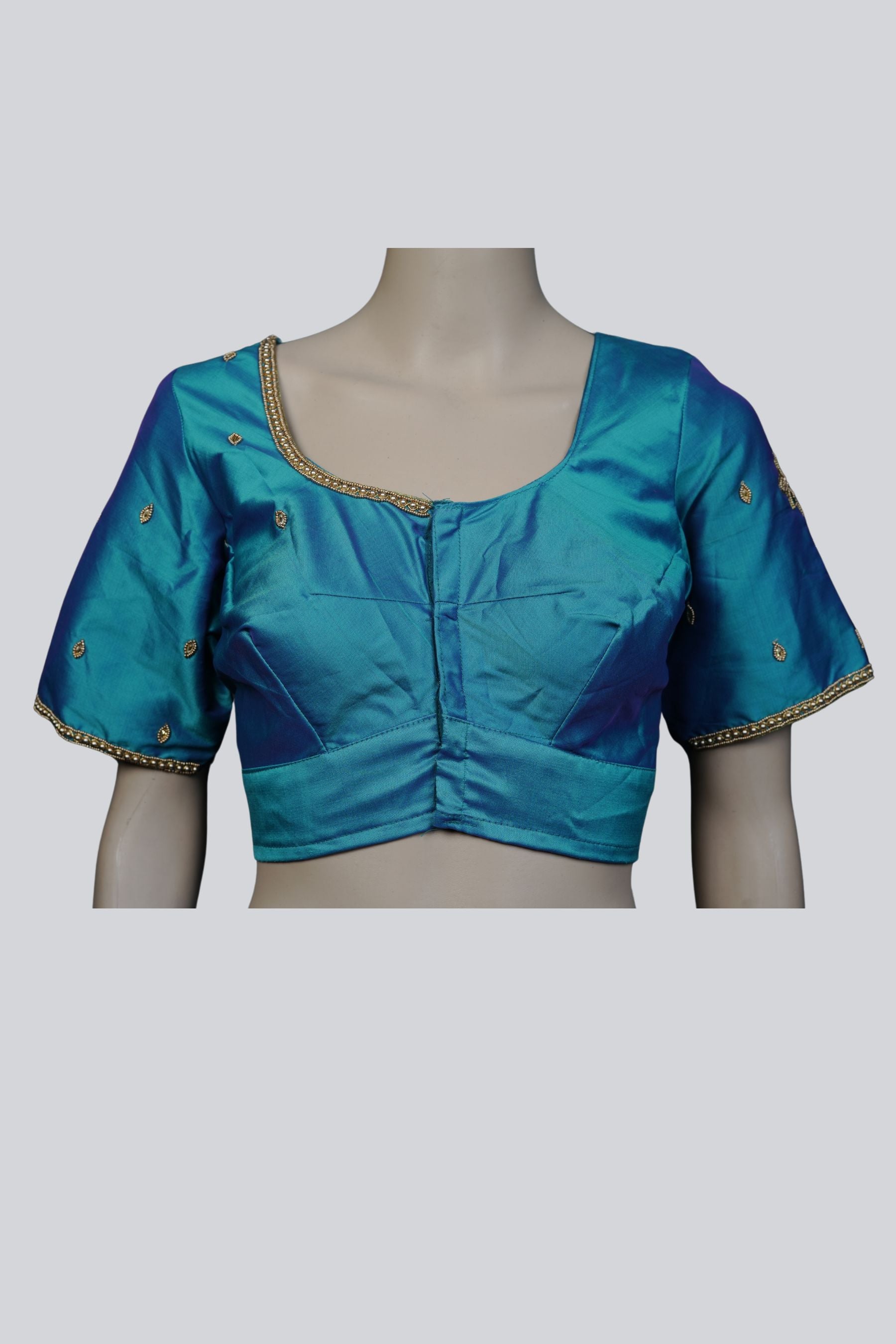 Aari Work Blouse in Stunning Blue - Exquisite Craftsmanship |JCSFashions Blouse JCS Fashions Blue 38