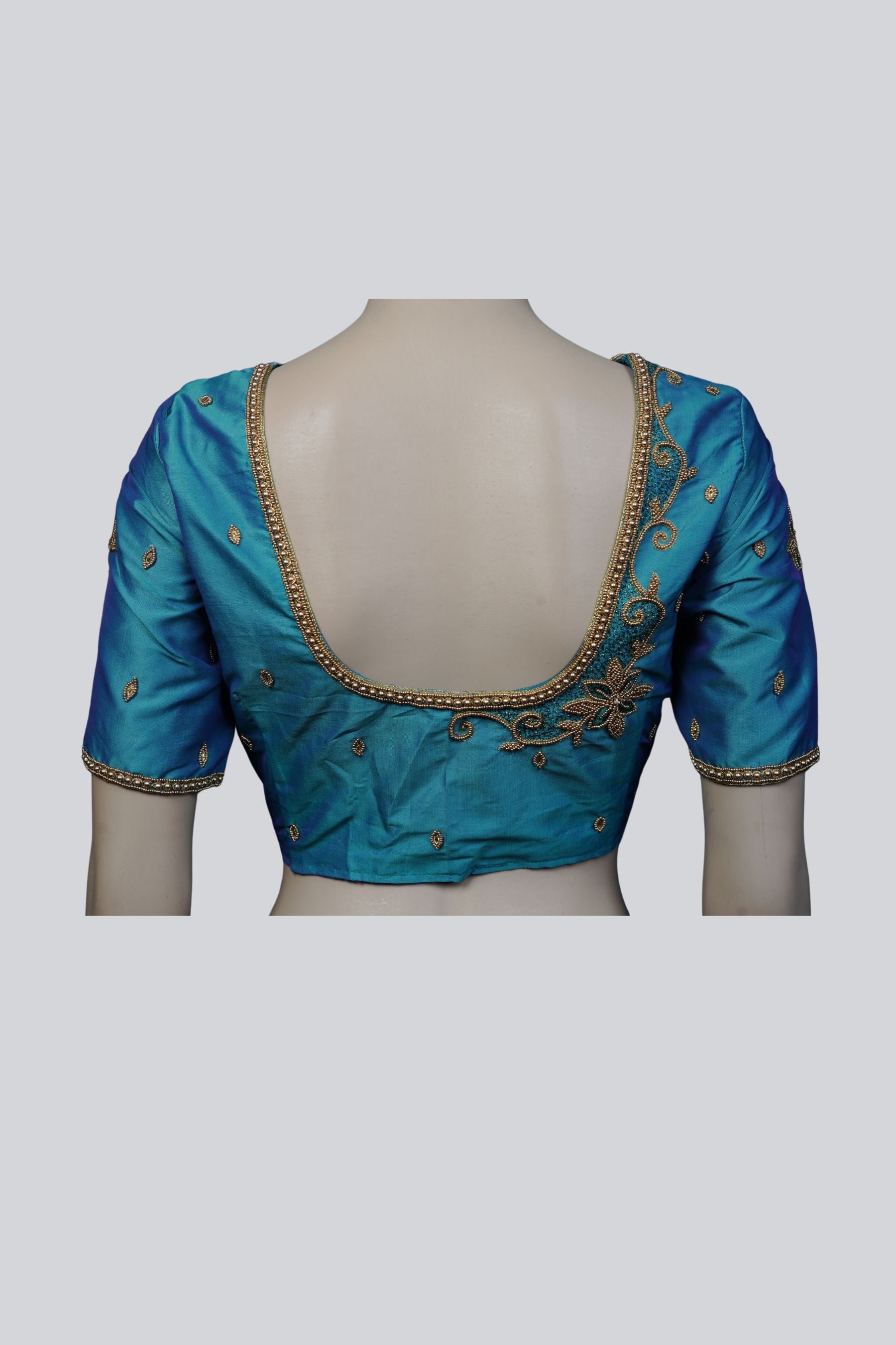 Aari Work Blouse in Stunning Blue - Exquisite Craftsmanship |JCSFashions Blouse JCS Fashions