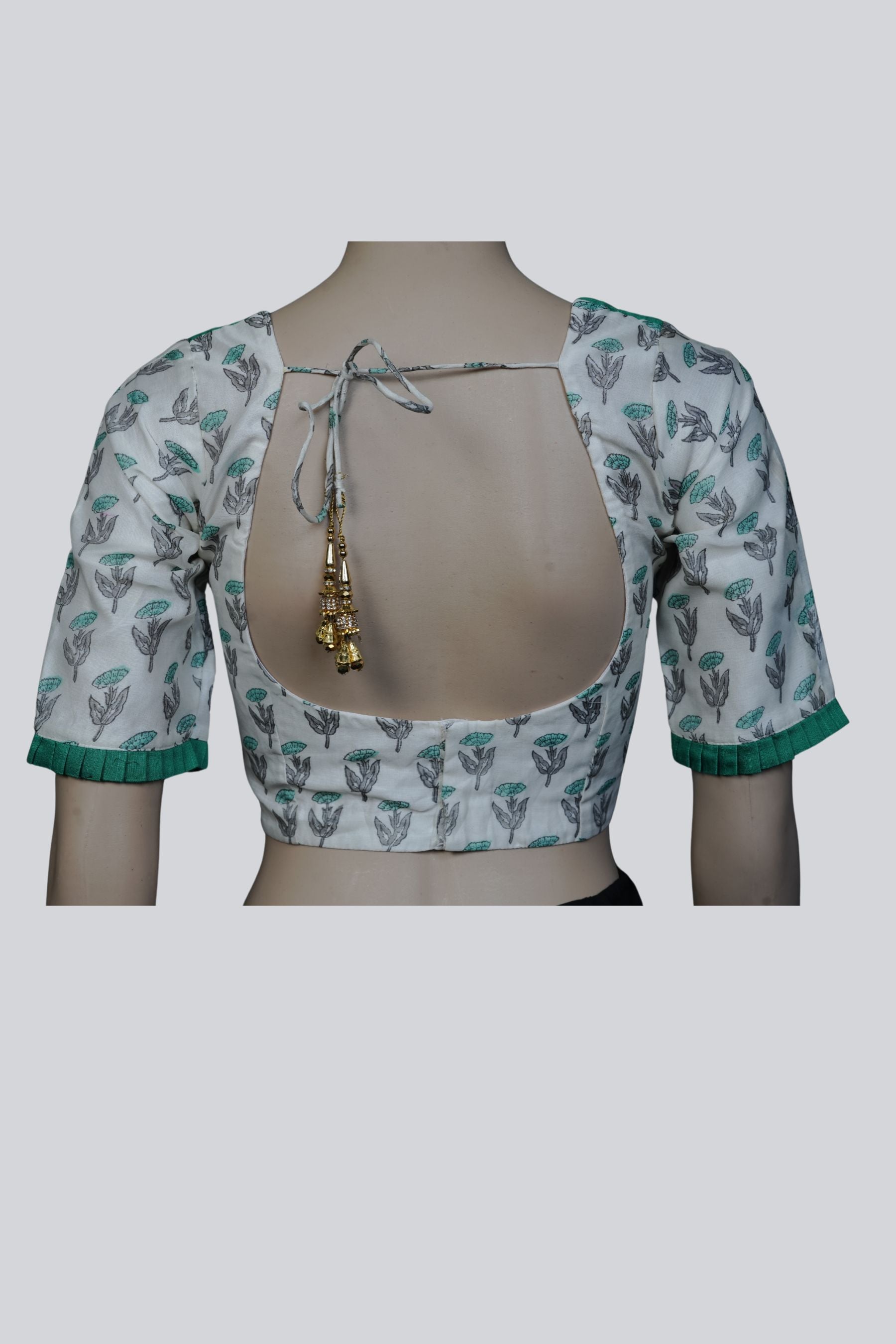 JCS Exclusive Cotton Designer Blouse with Pad, Back Open and Tassels Blouse JCS Fashions