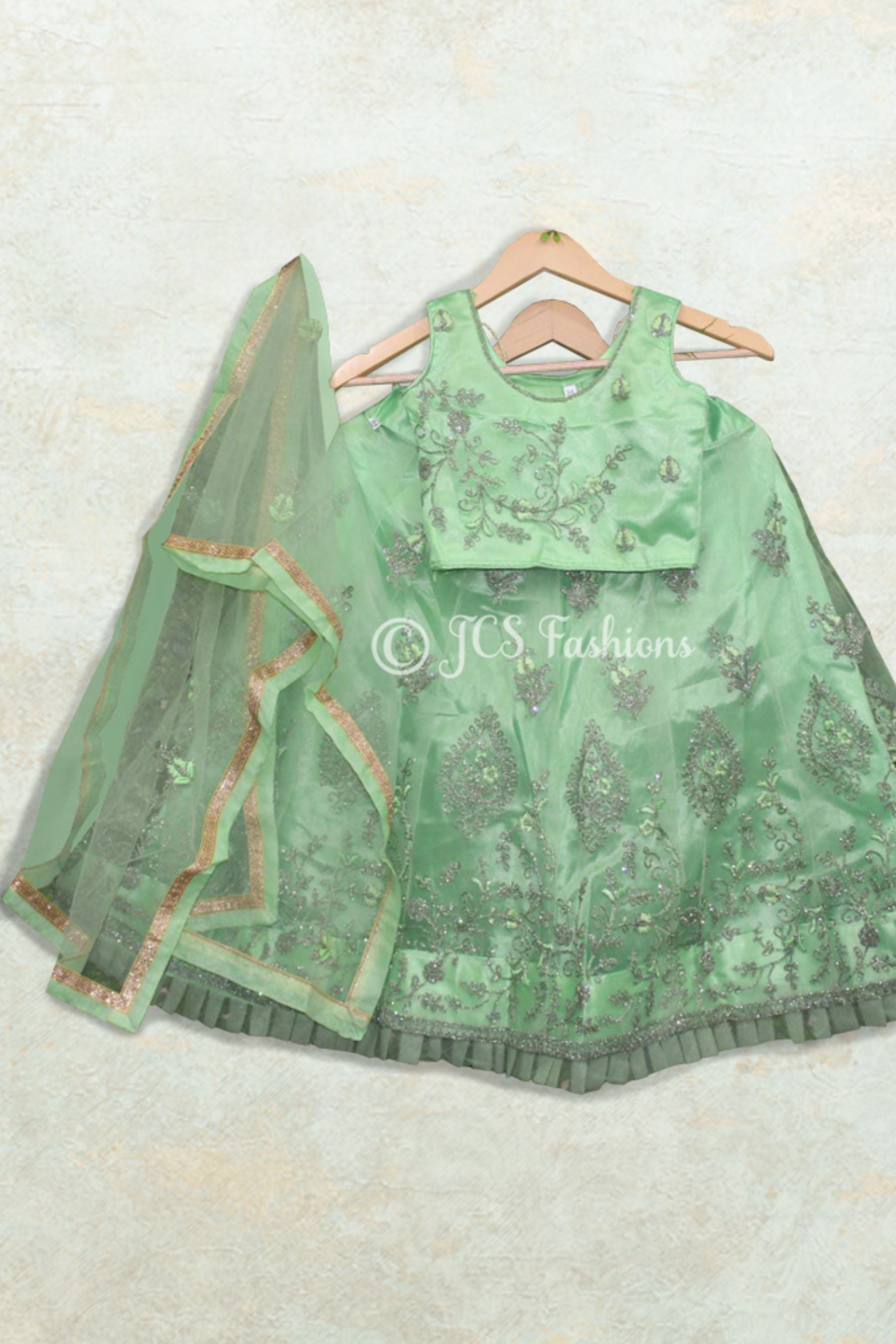 Net Frill Kids Lehenga Choli with Embroidery and Stitched Blouse GIRLS JCS Fashions