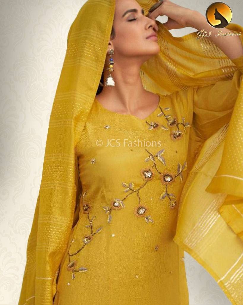 Designer Viscose Silk Sharara Set with Handwork Jacquard Dupatta Kurti JCS Fashions