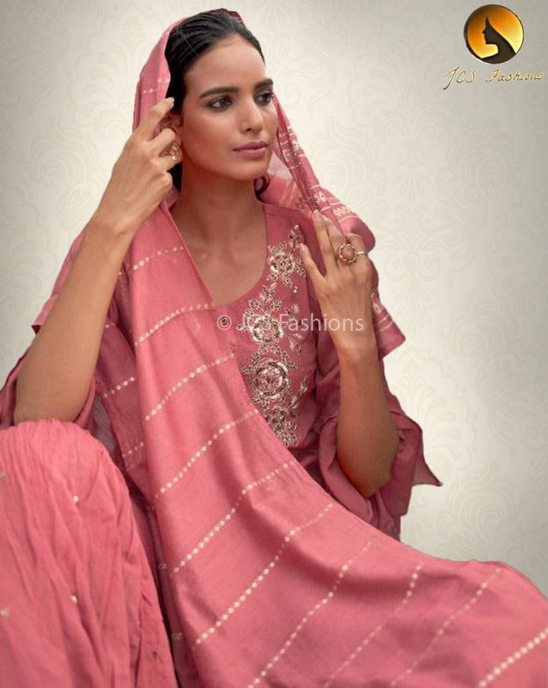 Designer Viscose Silk Sharara Set with Handwork Jacquard Dupatta