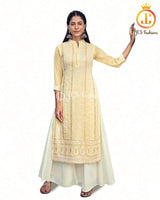 Elegant Pure Georgette Lucknowi Kurti with Cotton Skirt