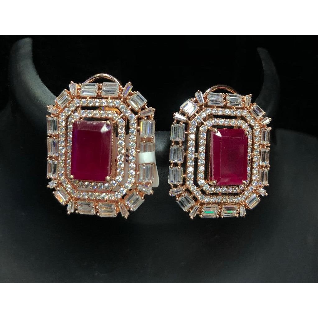 Stone Stud Elegance: Elevate Your Style with Dazzling Precision Jewelry JCS Fashions Red