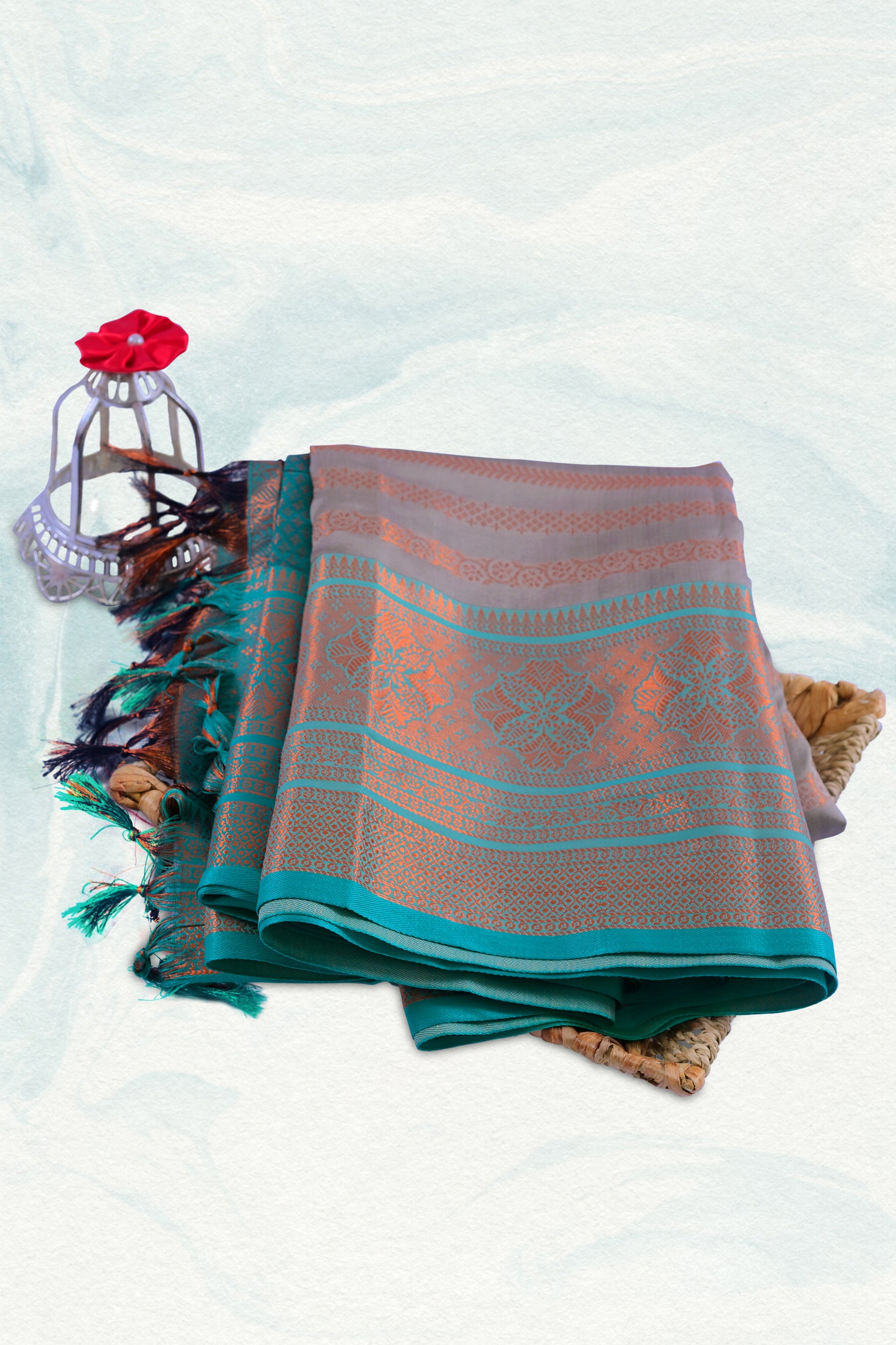 Luxurious Semi-Silk Saree with Grand Pallu and Unique Zari Lines