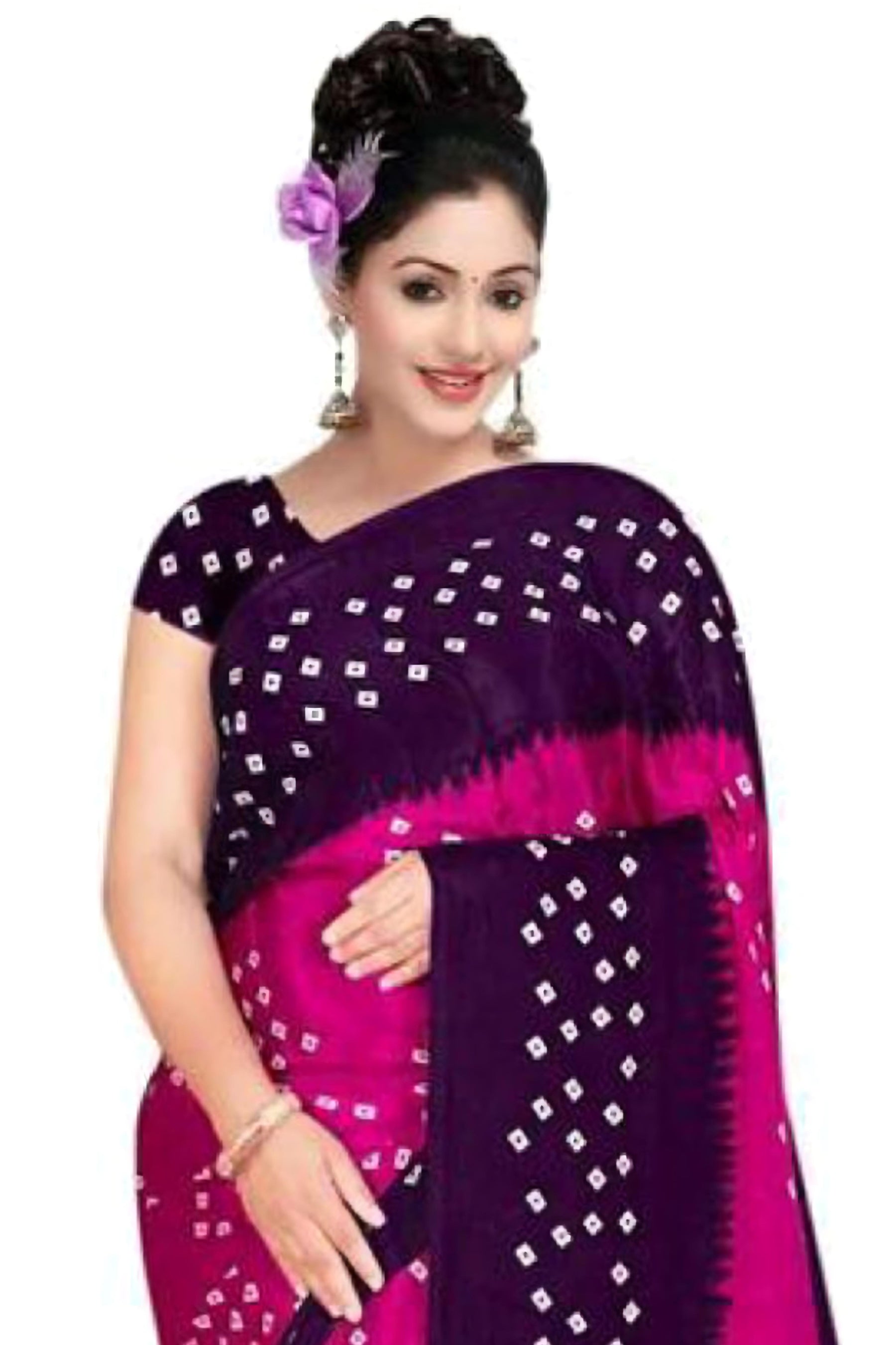 Elegant Bandhani Georgette Saree with Silk-Blend Blouse by JCS Fashions Saree JCS Fashions