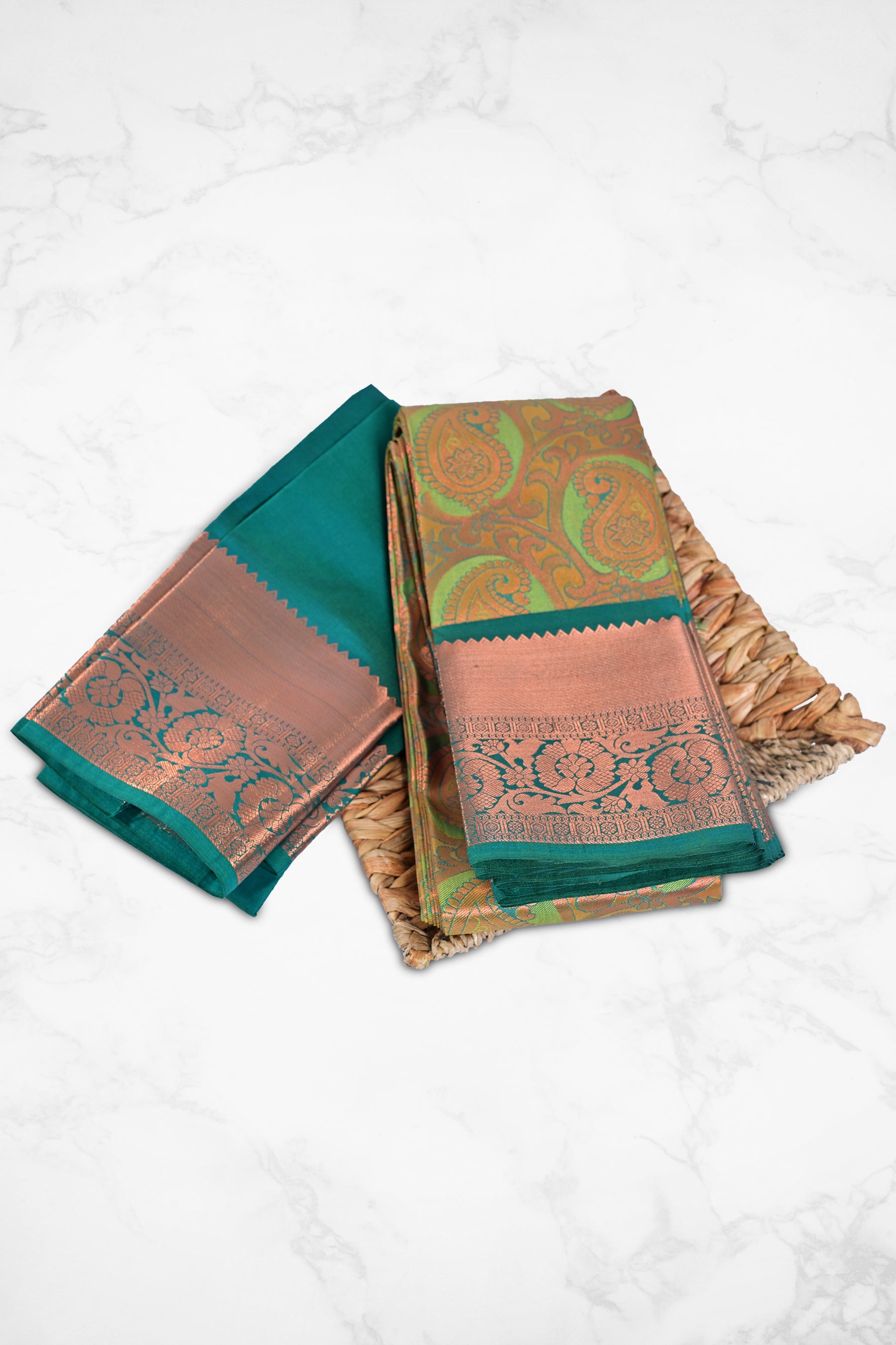 Timeless Kanchipuram Tissue Silk Saree with Golden Zari Work