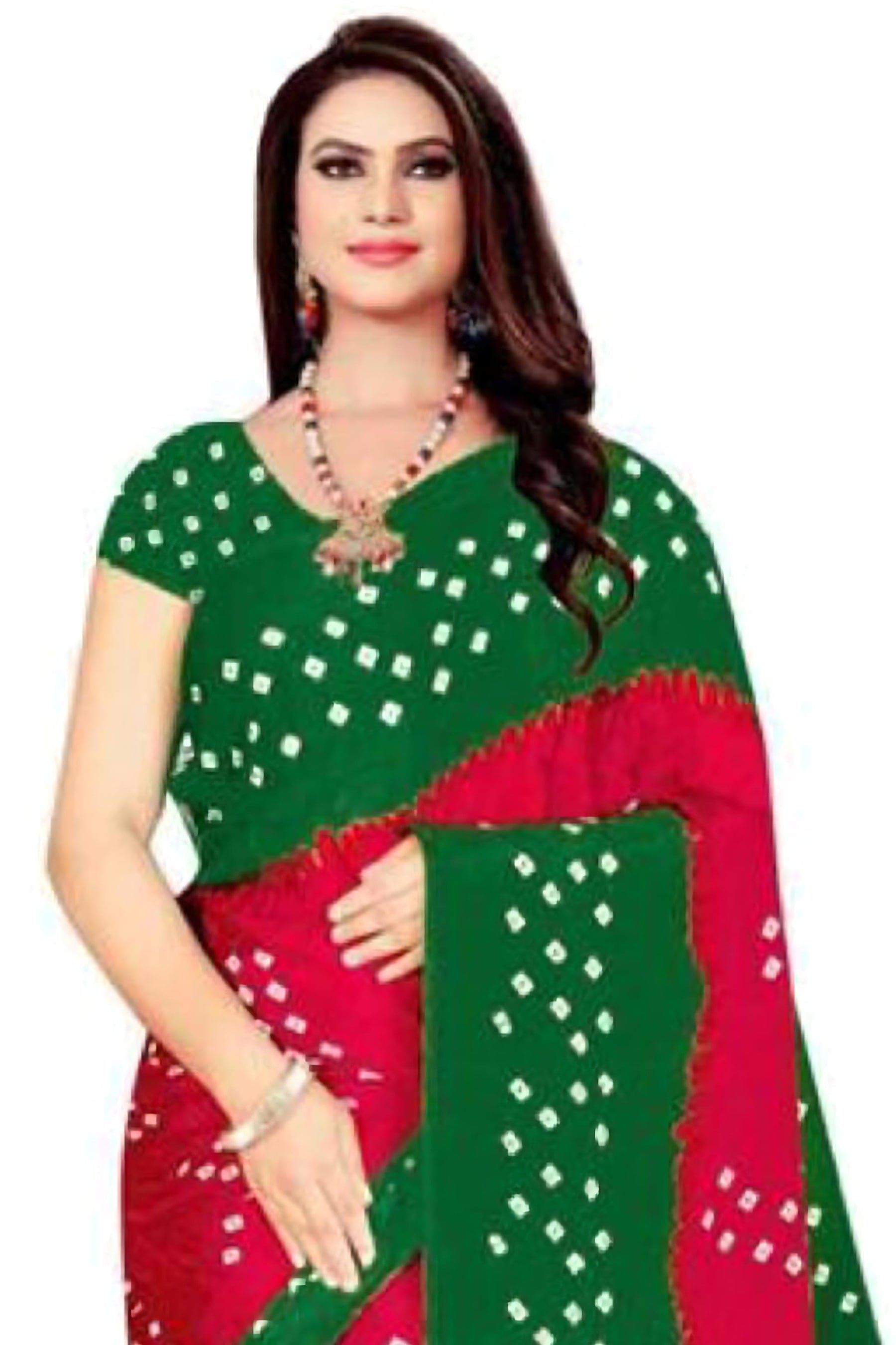 Graceful Georgette Bandhani Saree with Silk Blend Running Blouse