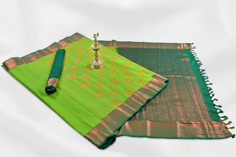 Regal Kanchipuram Silk Saree with Golden Zari Lines from JCSFashions