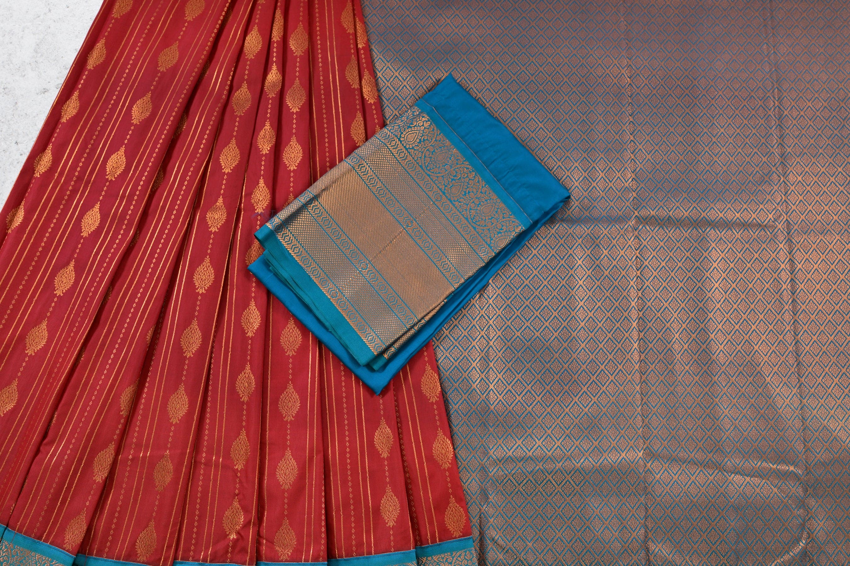 Luxurious Kanchipuram Silk Saree with Golden Zari Motifs Saree JCS Fashions