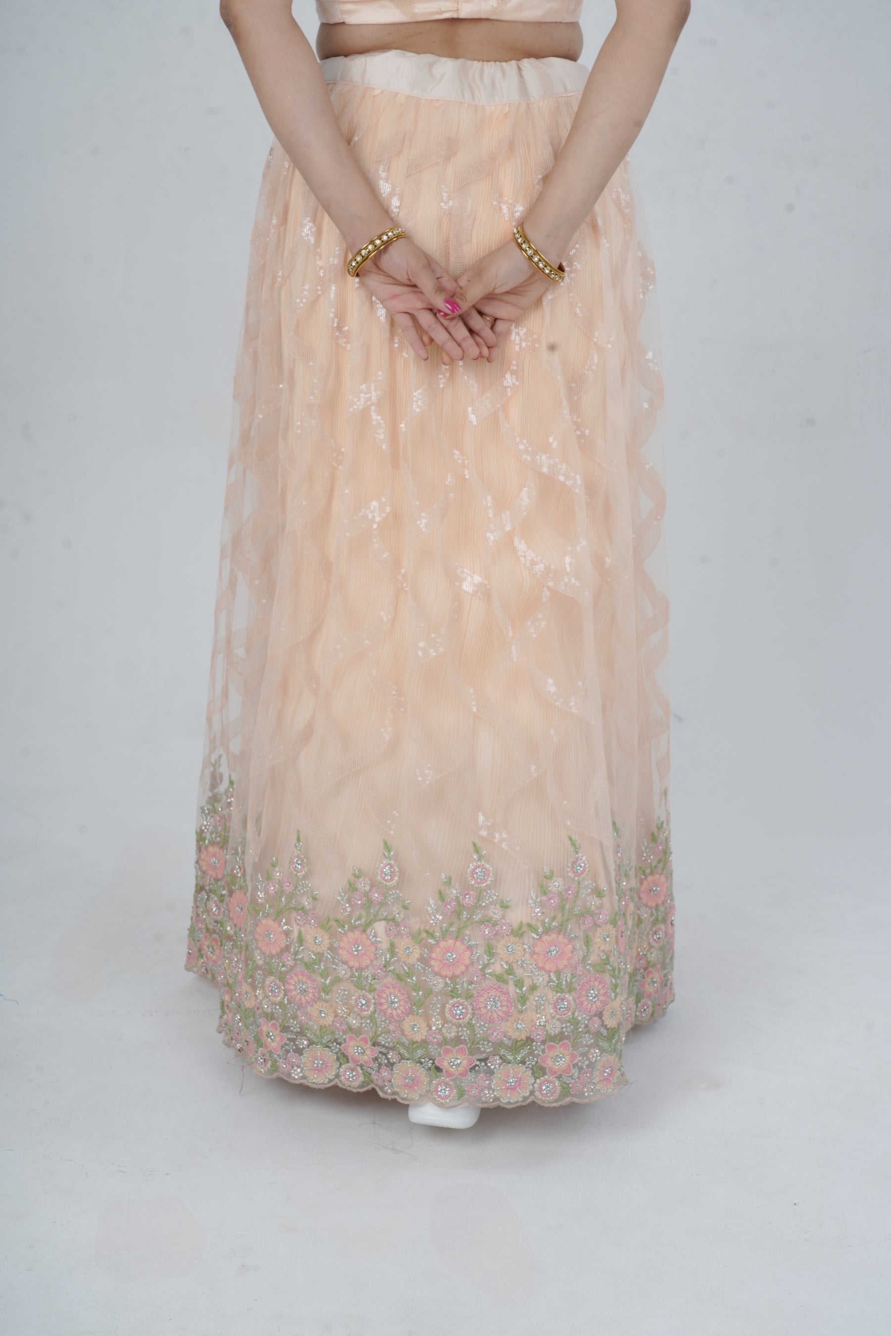 Exquisite Showstopper Lehenga with Lavish Embellishments in Pastel Peach LEHENGA JCS Fashions