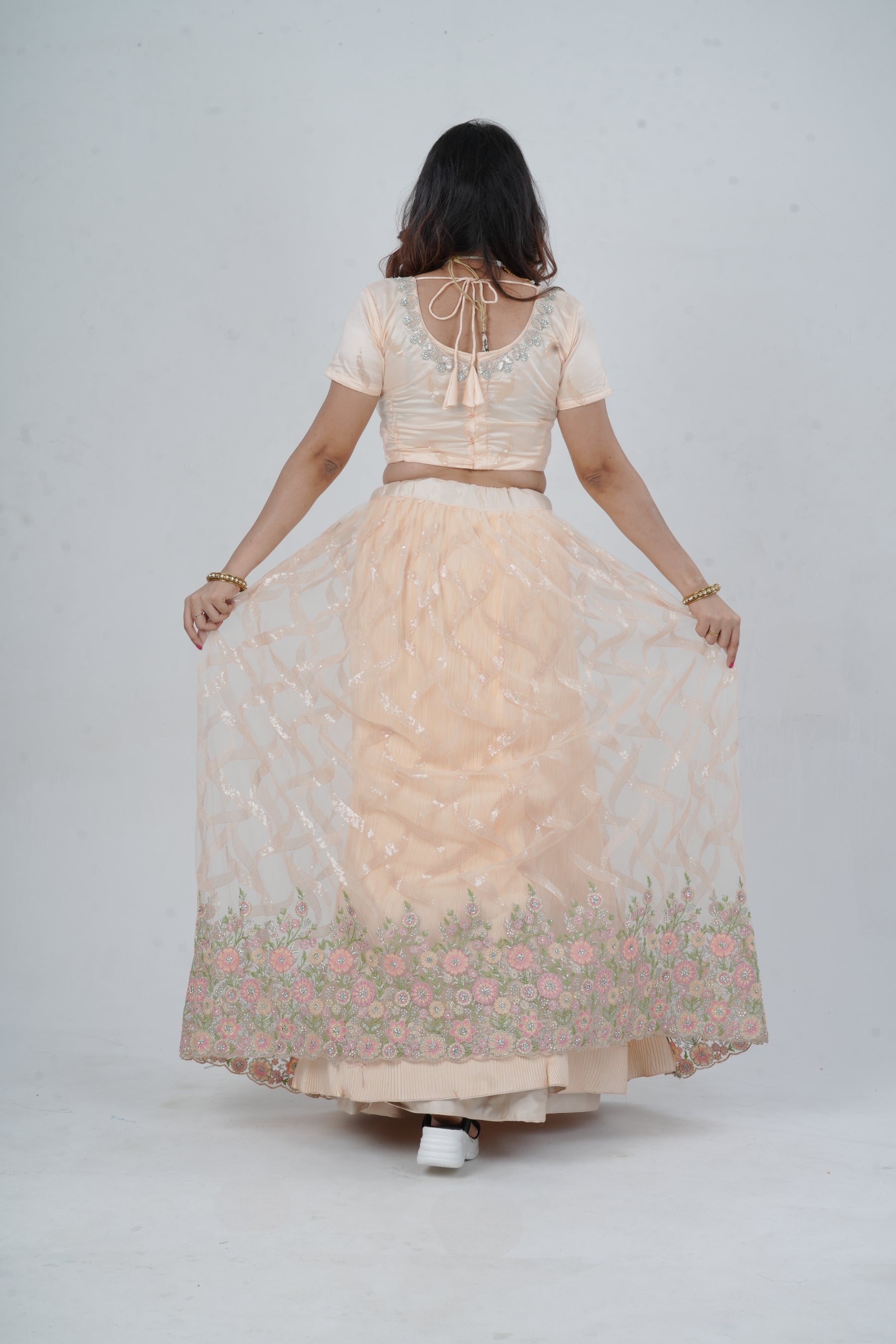 Exquisite Showstopper Lehenga with Lavish Embellishments in Pastel Peach LEHENGA JCS Fashions