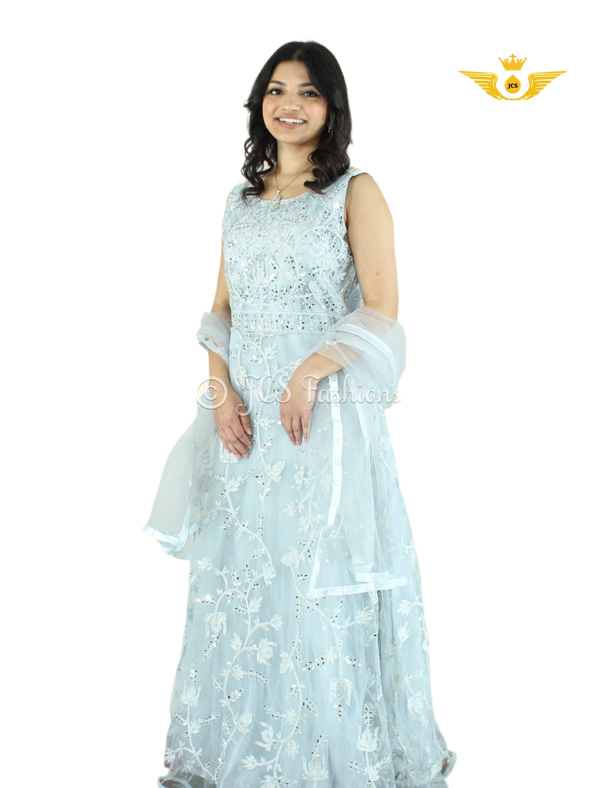 Stunning Fit & Flare Floor Length Dress with real mirror work! KURTI JCS Fashions