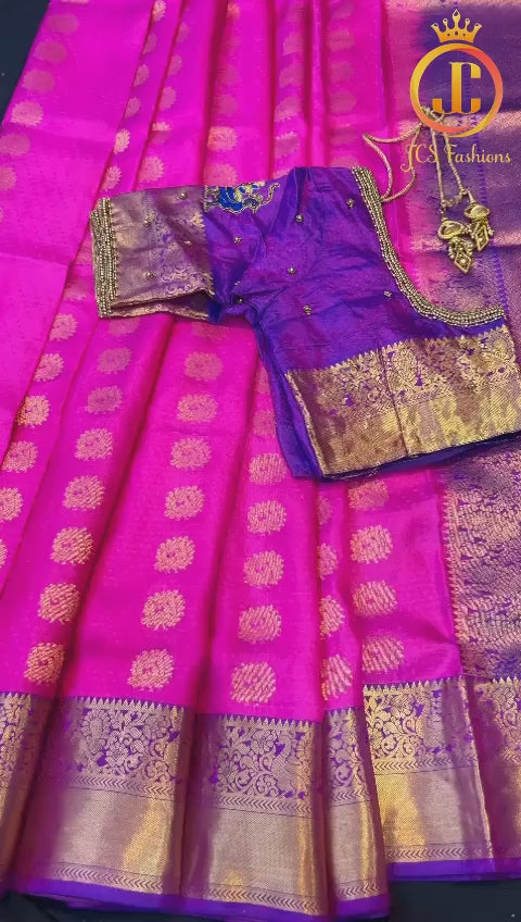 SILK MARK CERTIFIED, Kanjivaram Handloom Silk Saree With Rich Pallu