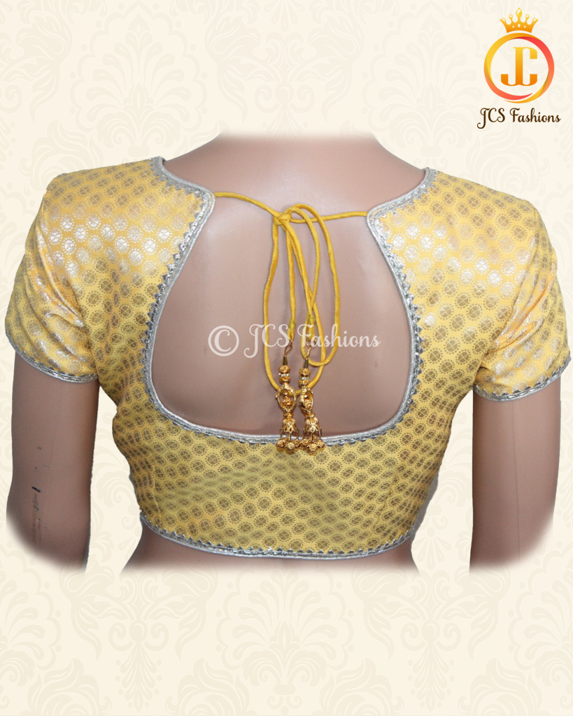 Banarasi brocade Saree blouse| Readymade Lehenga blouse Blouse JCS Fashions Yellow 38