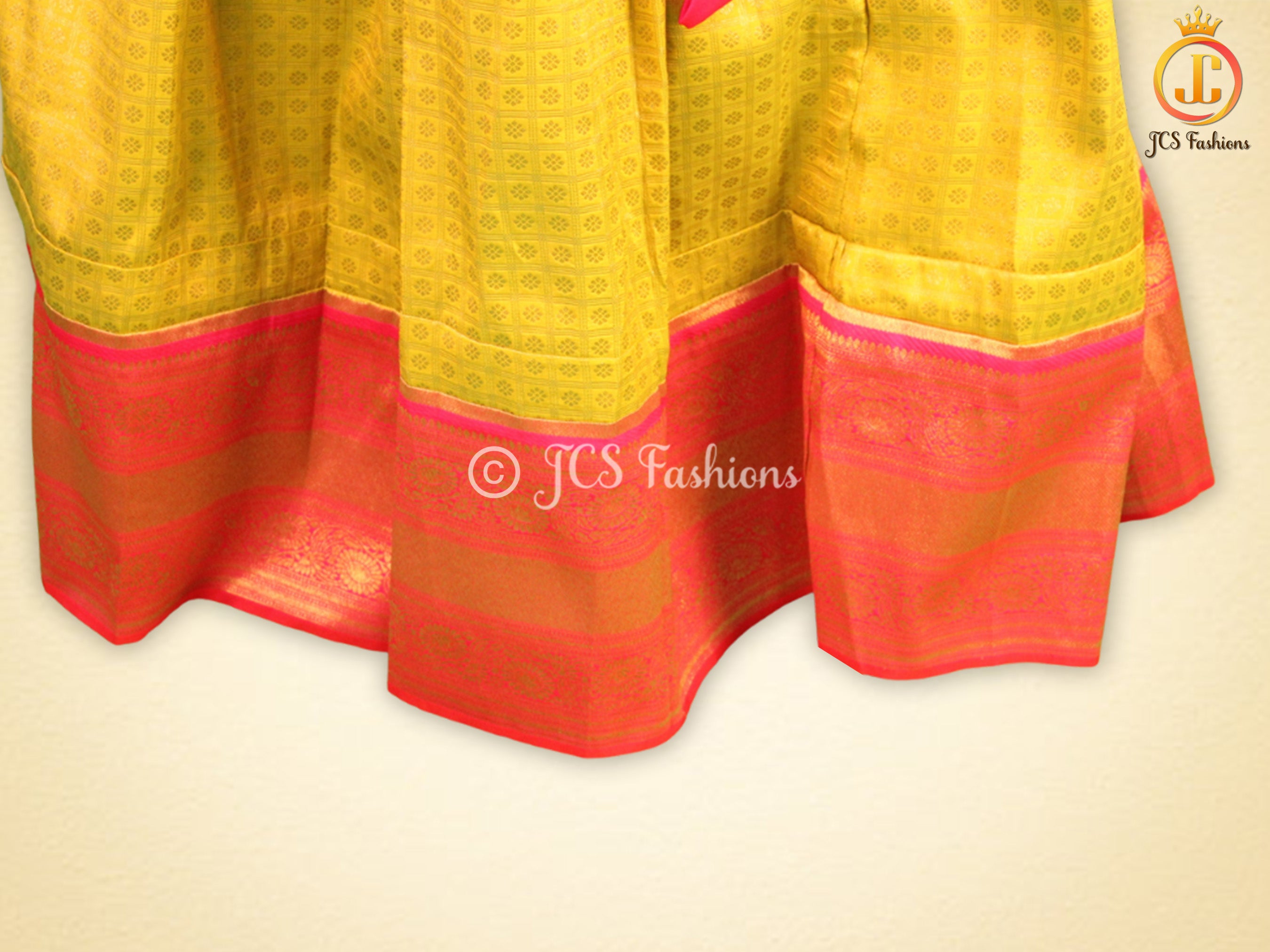 Banarasi Lehenga with Crop Top in Yellowish Green LEHANGA JCS Fashions