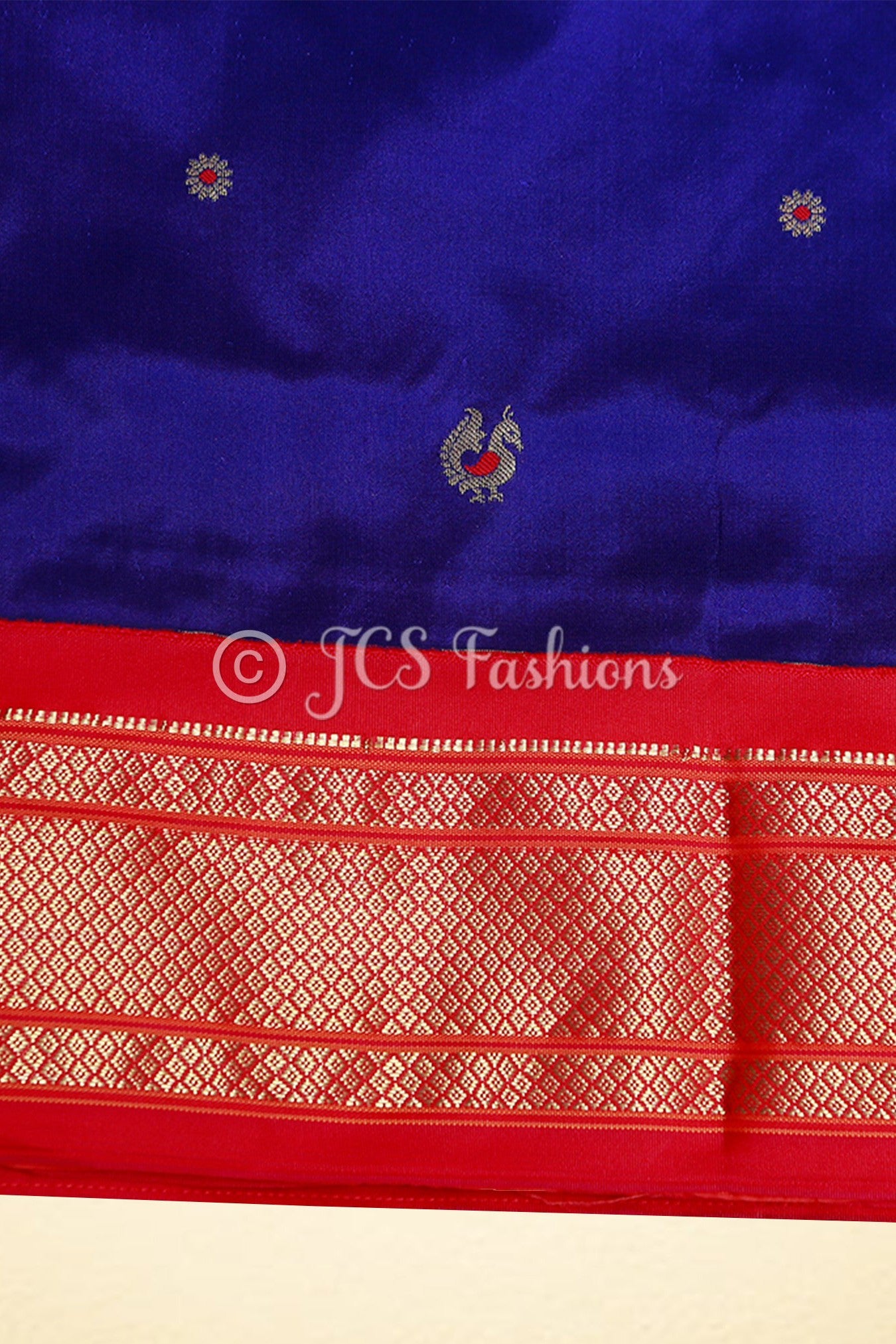 Yeola Paithani Silk Saree, Purple and Red, Fully stitched blouse SAREE JCS Fashions