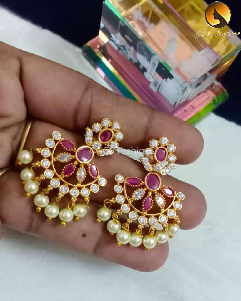 Luxurious Kemp Stone South Screw Back Earrings for Special Occasions Jewelry JCS Fashions Pink & white 1.5"