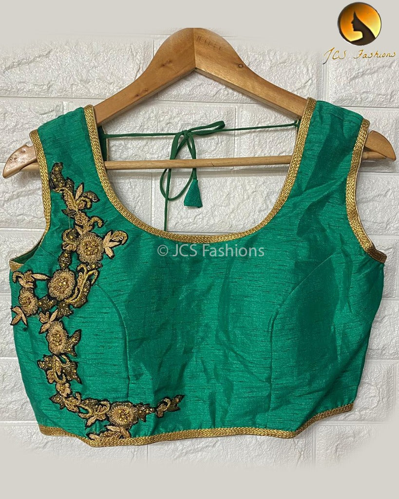 Indian Ethnic Designer Fancy Banarasi heavy work Readymade Blouse Blouse JCS Fashions Green 40