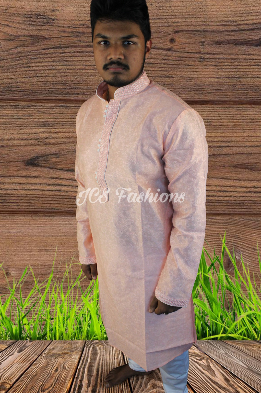 Indian Men's Silk Cotton Long Sleeves Kurta Pajamas for Men's Dressing Gift MEN JCS Fashions