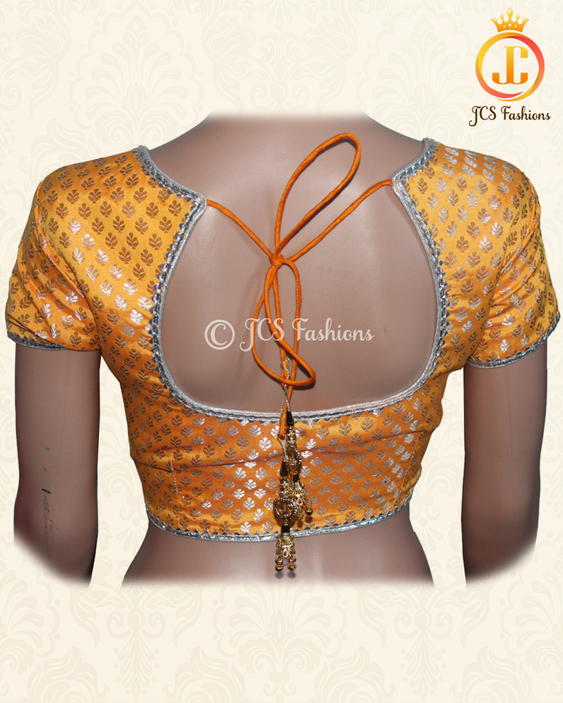 Beautiful Dark Yellow Banarasi Brocade Blouse | JCS Fashions Blouse JCS Fashions