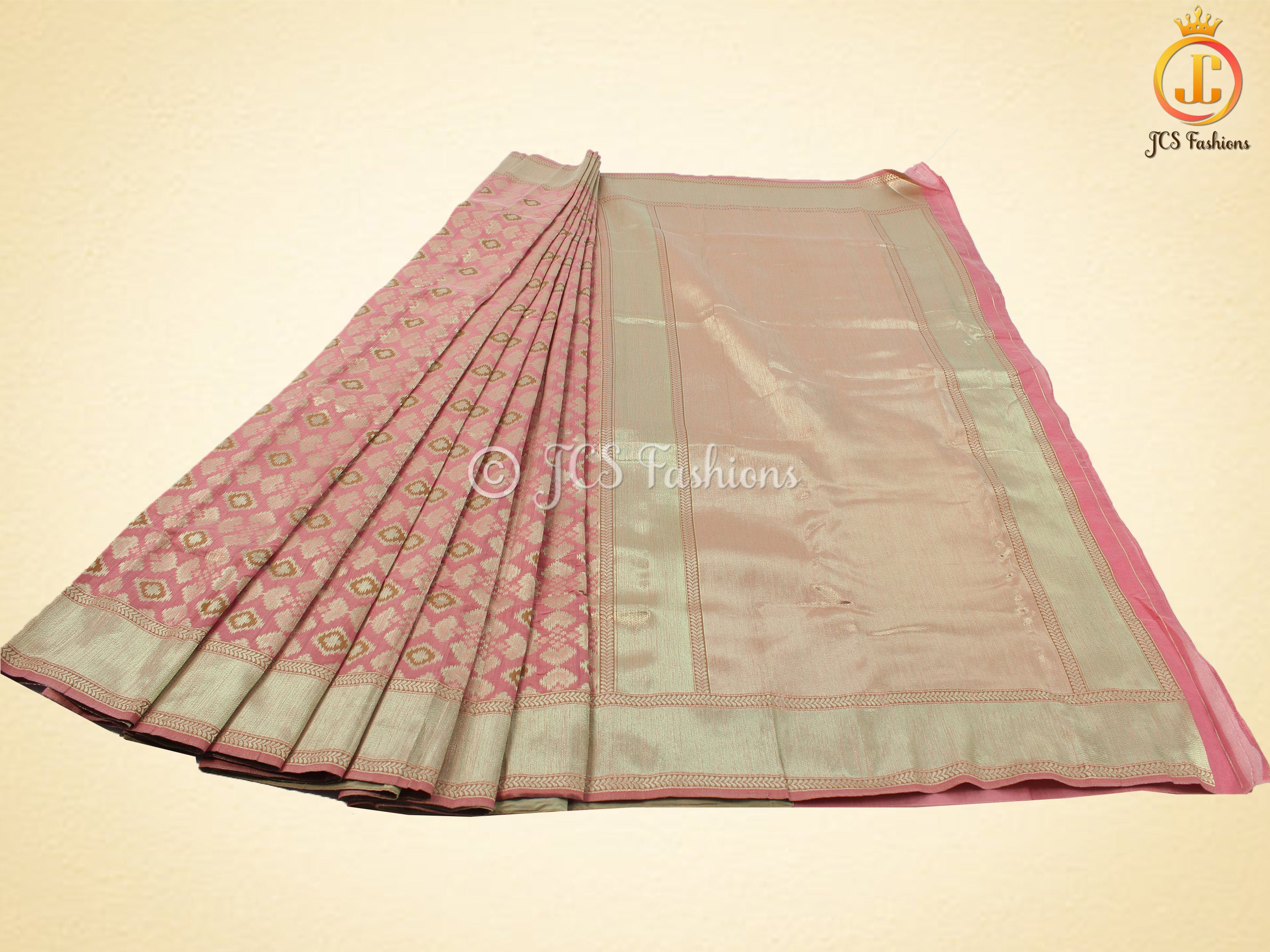 Premium Banarasi Weaving Embossed Tissue Cotton Silk Saree With Blouse