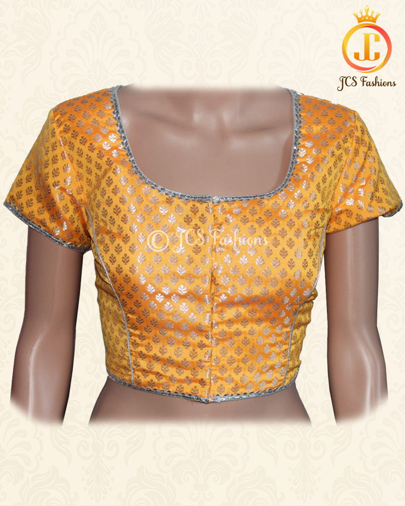 Beautiful Dark Yellow Banarasi Brocade Blouse | JCS Fashions Blouse JCS Fashions Dark yellow 36