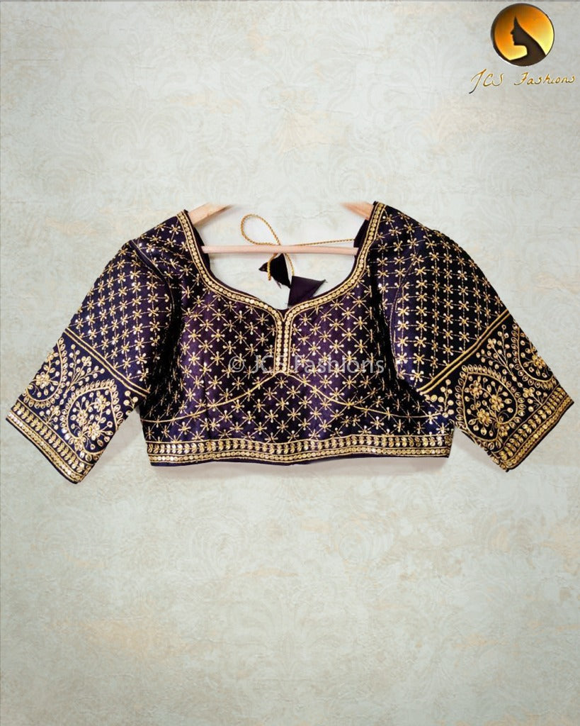 Silk blouse with sequence, jari, thread and Stone Work for women Blouse JCS Fashions