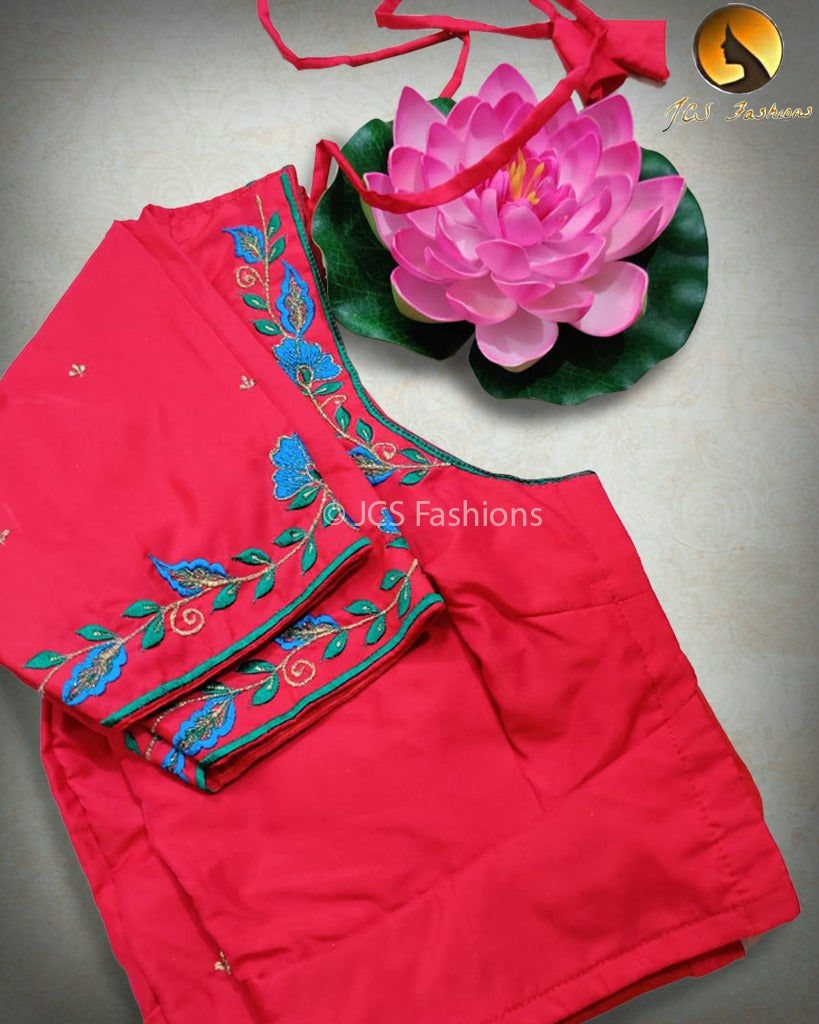 Aari embroidered work butter silk blouses for women Blouse JCS Fashions