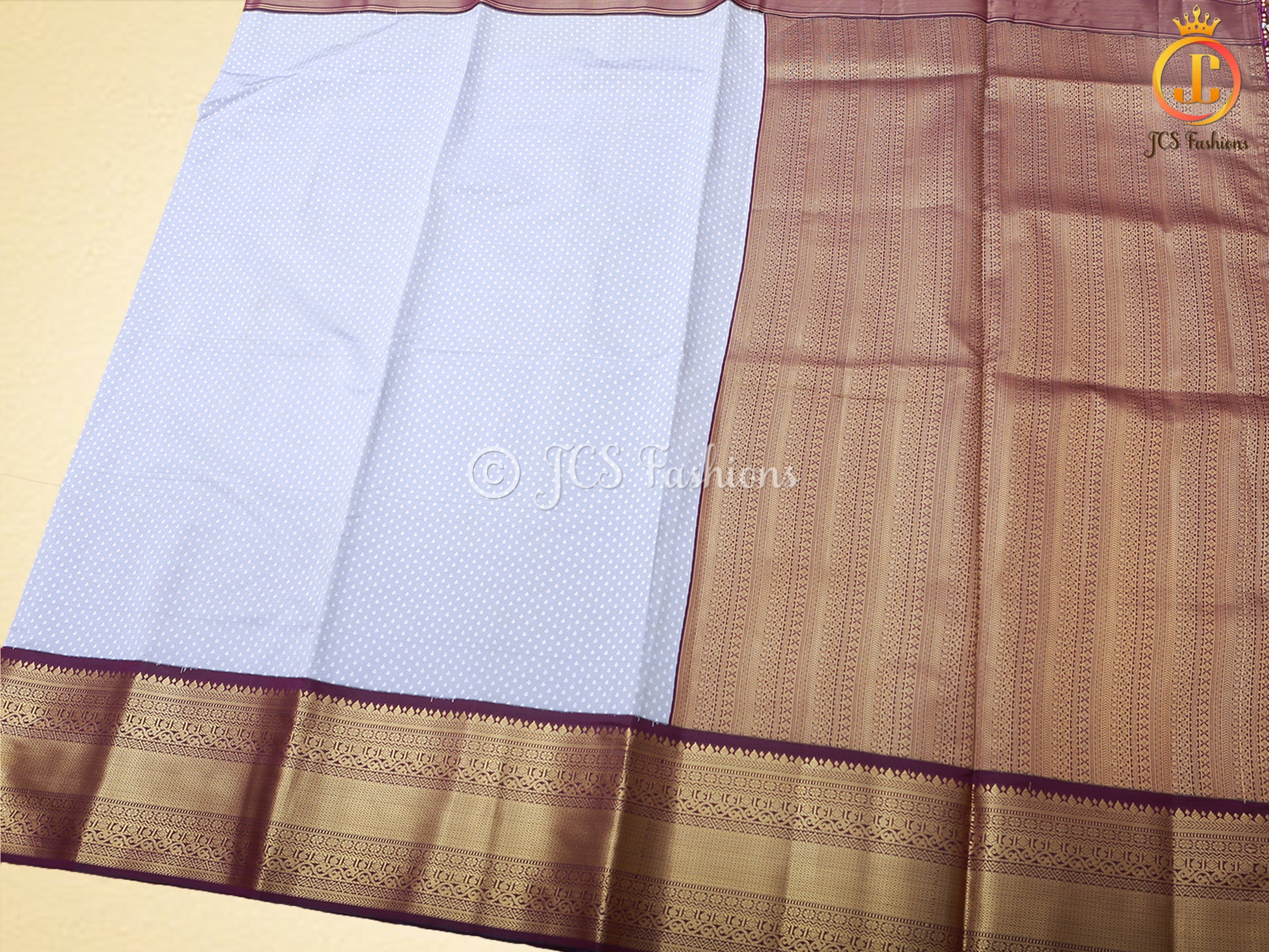 Semi-Silk Saree with Korvai pattern and Maggam Work Blouse