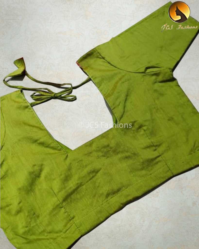 Chic Raw Silk Blouse: Elbow Sleeve and Back Knot - JCSFashions Blouse JCS Fashions Green 44