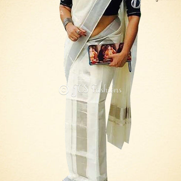 Set Sarees Traditional Set Saree ( Black Designed Border) Fabric:Pure  Cotton, Color:Black