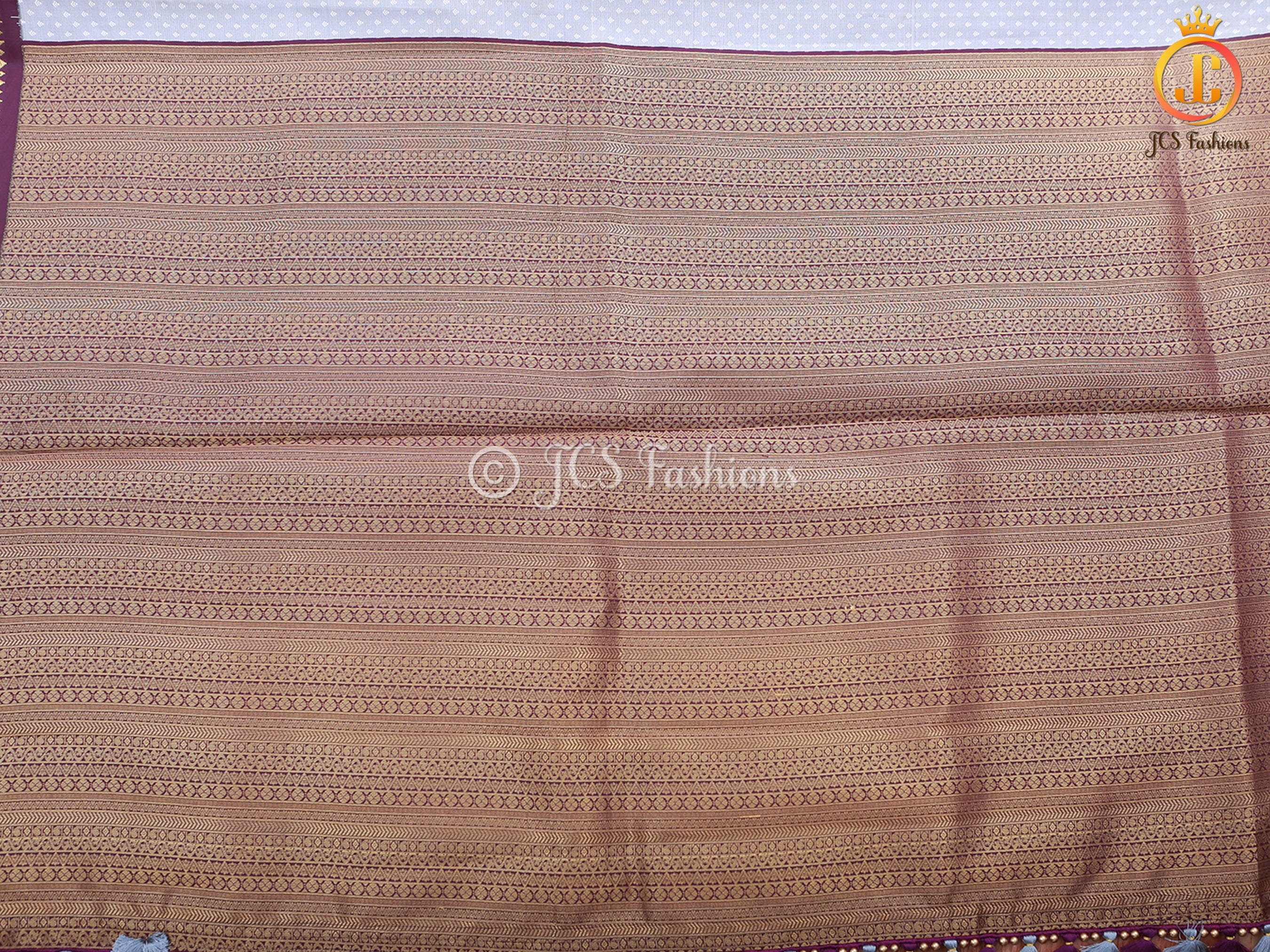 Semi-Silk Saree with Korvai pattern and Maggam Work Blouse