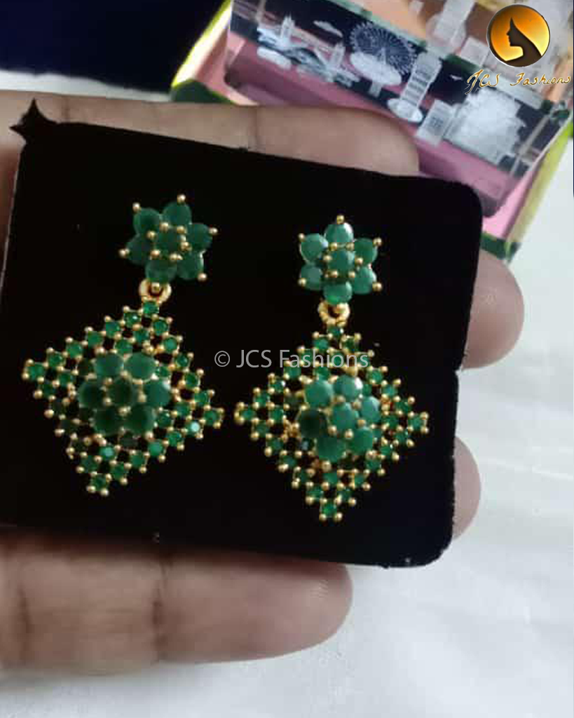 Premium Micro-Polished South Screw Back Earrings with Original Kemp Jewelry JCS Fashions Green 1"