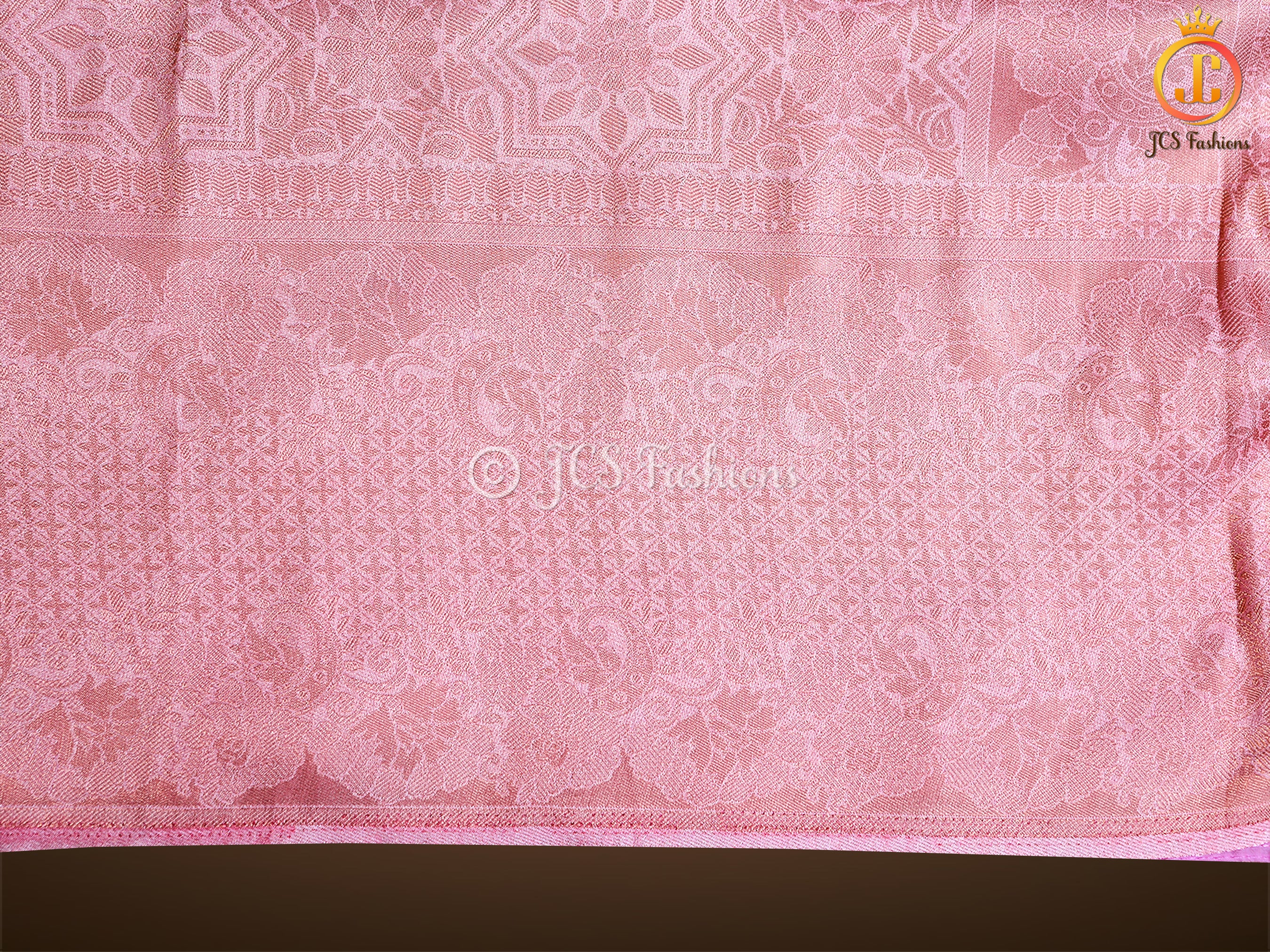 Golden Zari Weaving Peachy pink Soft Silk Saree With Fully stitched Blouse