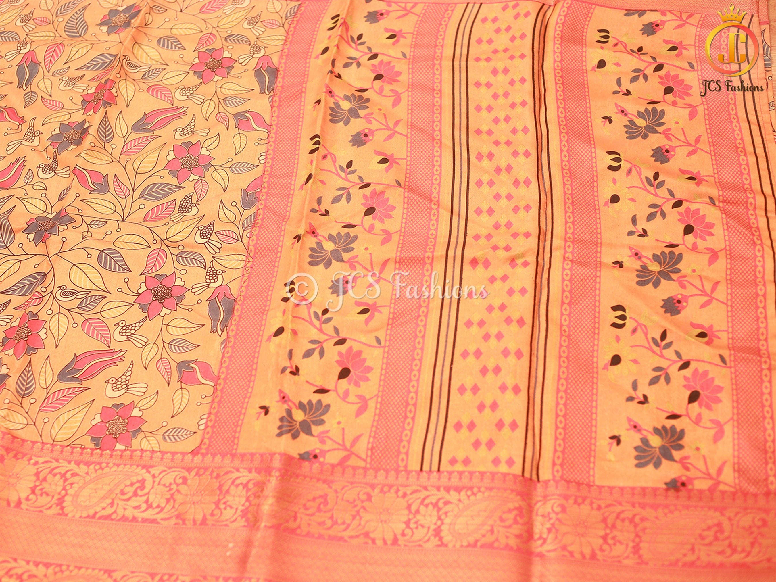 Kalamkari Soft Silk Allover Kalamkari Design Saree With Blouse SAREE JCS Fashions