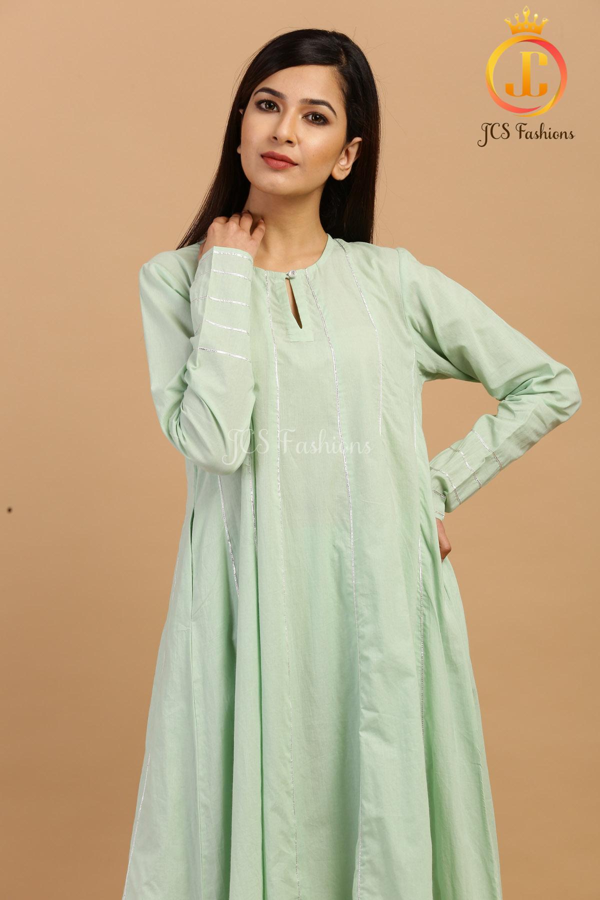 Elegant Pista Green Slack Anarkali Kurta Sustainable JCS Fashions