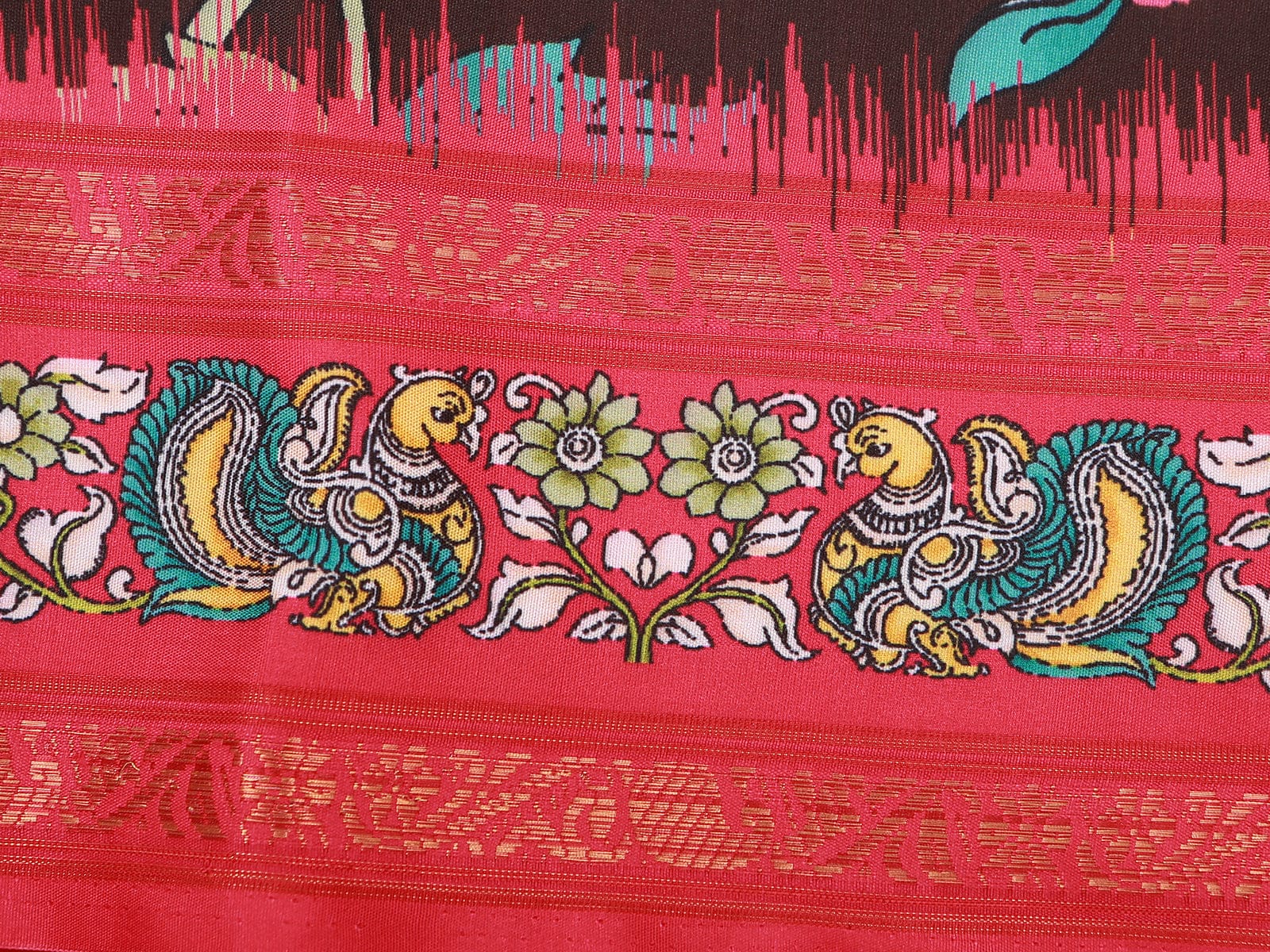 Kalamkari And Floral Design Saree With ready to wear Blouse SAREE JCS Fashions