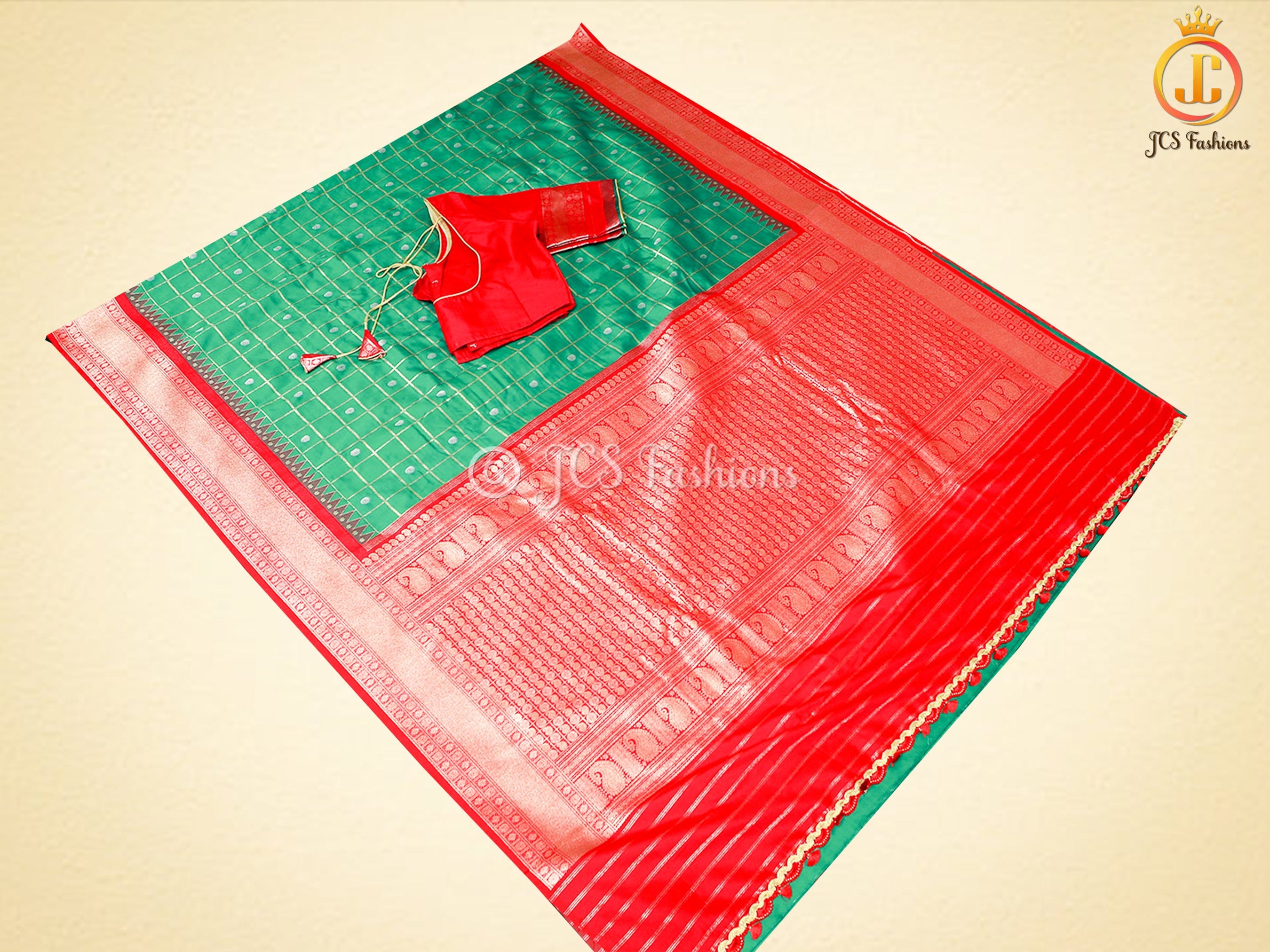 Moonga Silk Gadwal Pattern Saree With Fully Stitched Blouse SAREE JCS Fashions