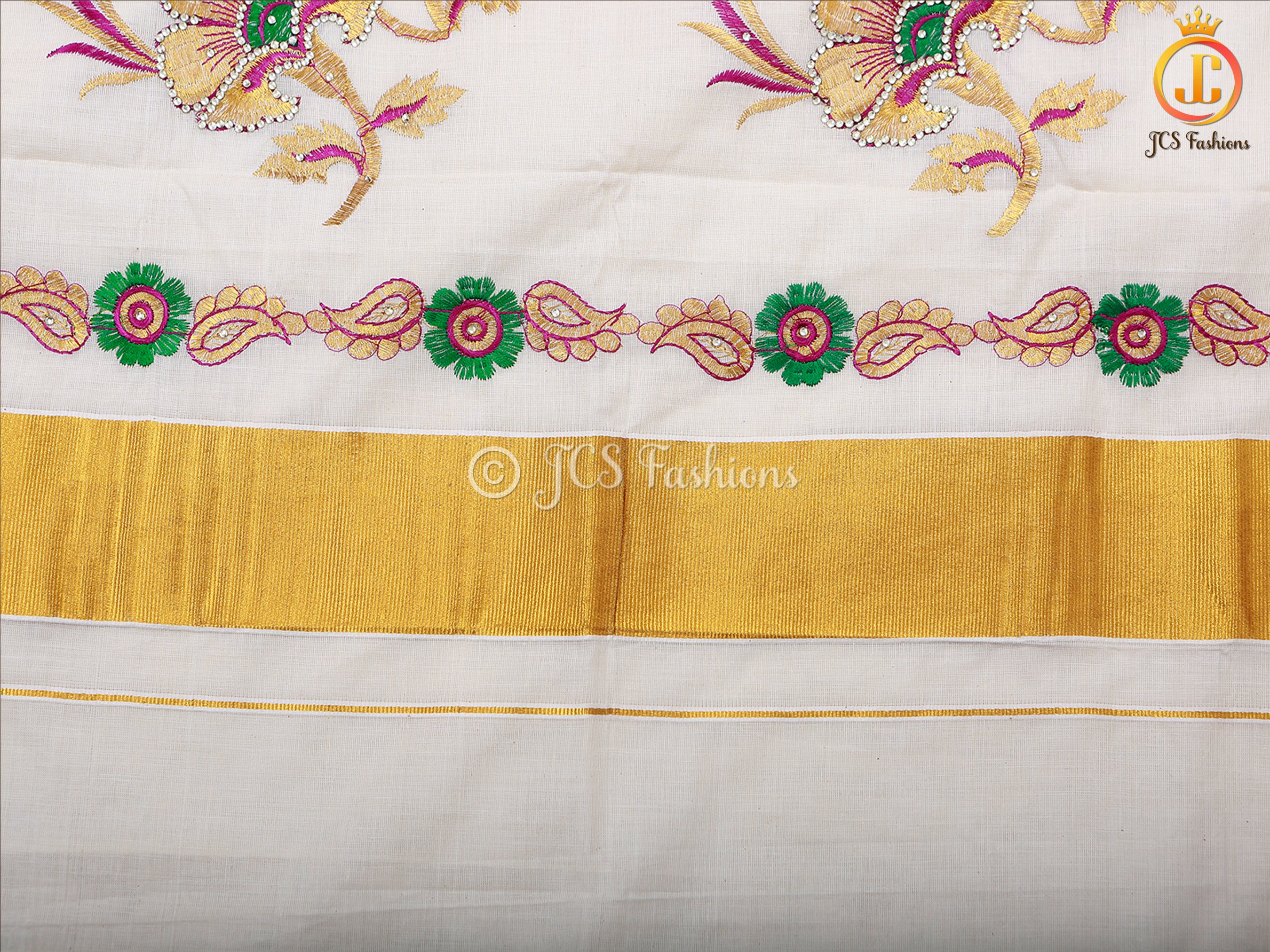 Flaunt your elegance with our Kerala saree in silk cotton fabric SAREE JCS Fashions