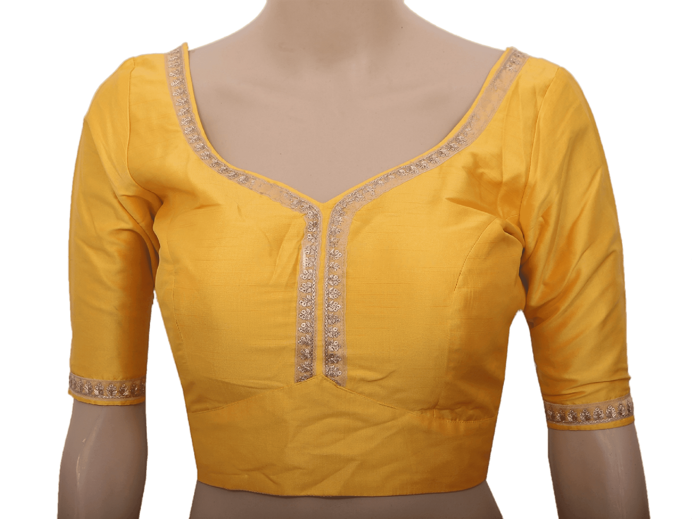 Sabyasashi Cut Ready-Made Blouse for Lehenga and Saree Blouse JCS Fashions Yellow 40