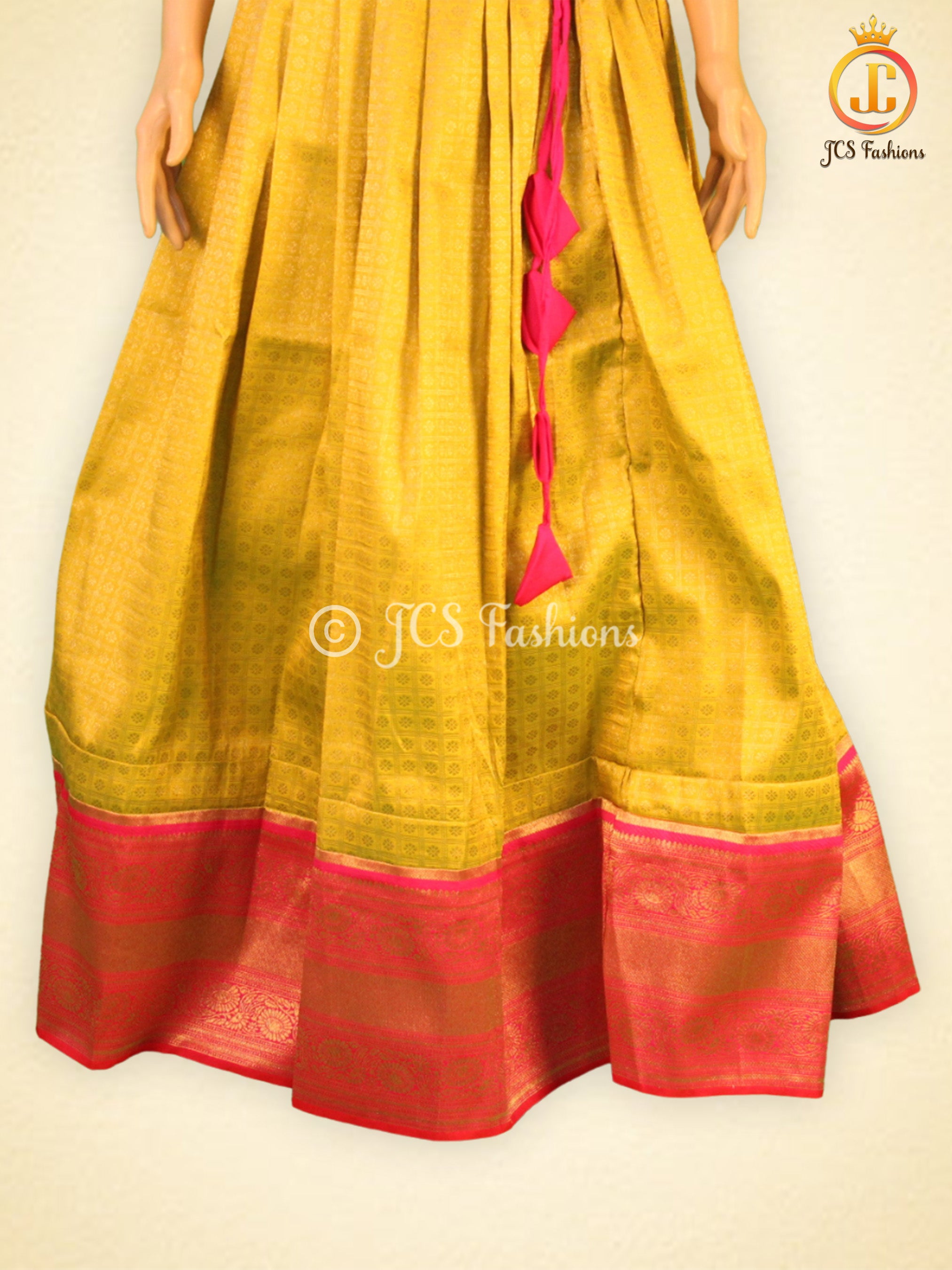 Banarasi Lehenga with Crop Top in Yellowish Green LEHANGA JCS Fashions